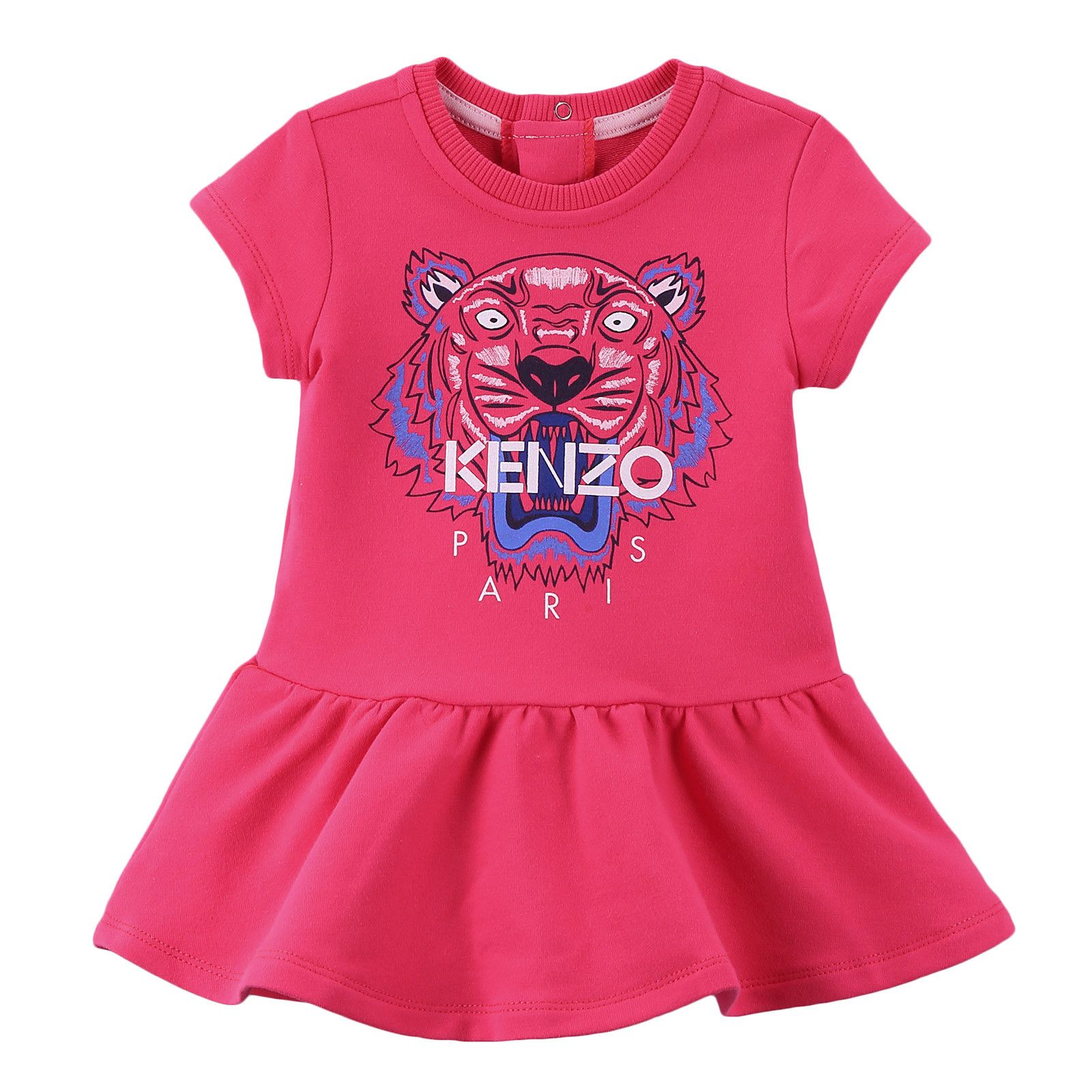 Baby Girls Fuchsia Tiger Head Embroidered Trims Cotton Dress - CÉMAROSE | Children's Fashion Store - 1