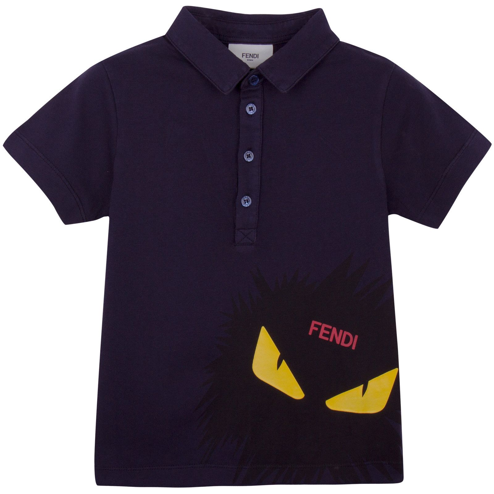 Boys Blue Short Sleeve Polo Shirt With Monster Logo - CÉMAROSE | Children's Fashion Store - 1