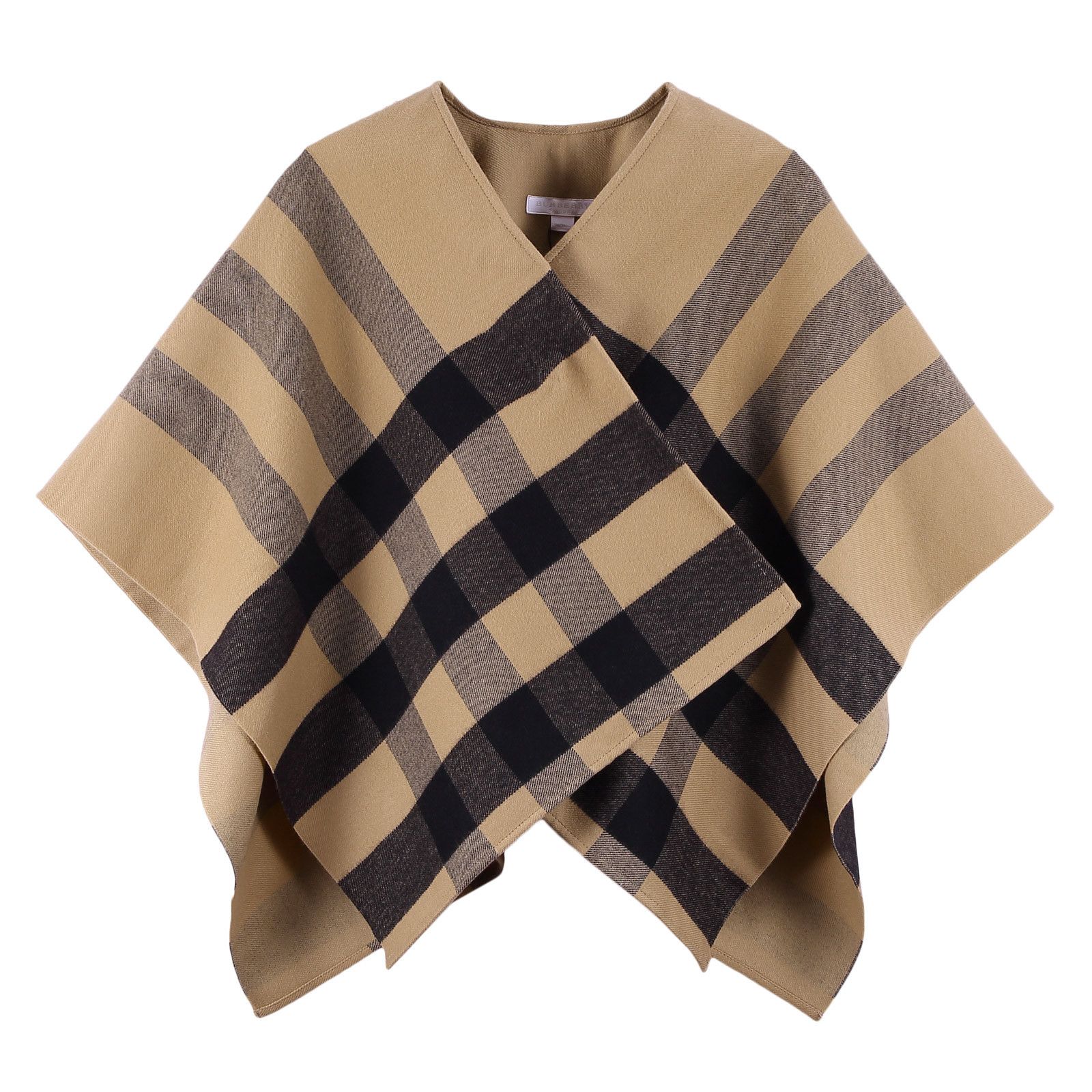 Girls Beige&Black Check Wool Shawl - CÉMAROSE | Children's Fashion Store - 1