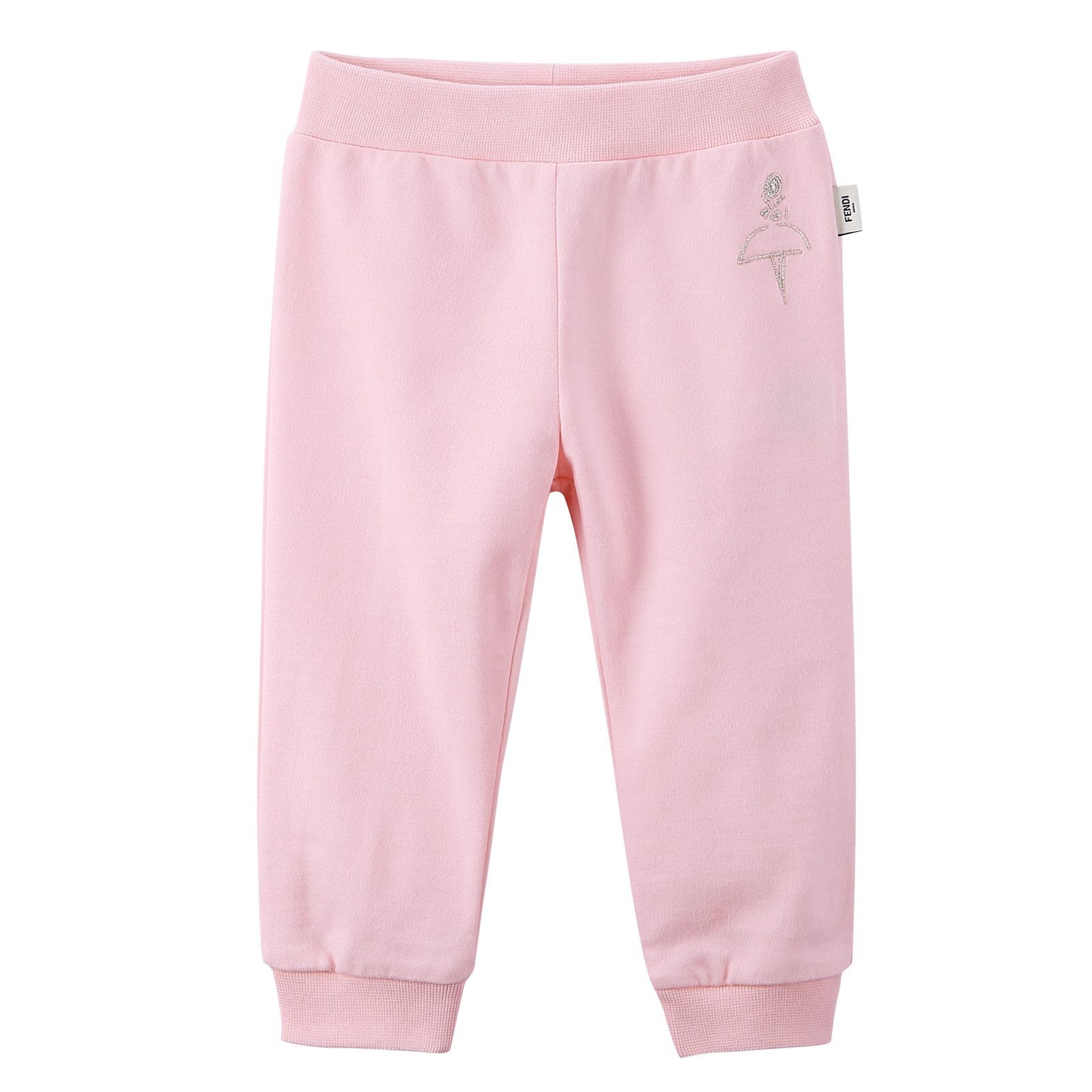 Baby Girls Pink Ribbed Cuffs Cotton Trousers - CÉMAROSE | Children's Fashion Store - 1