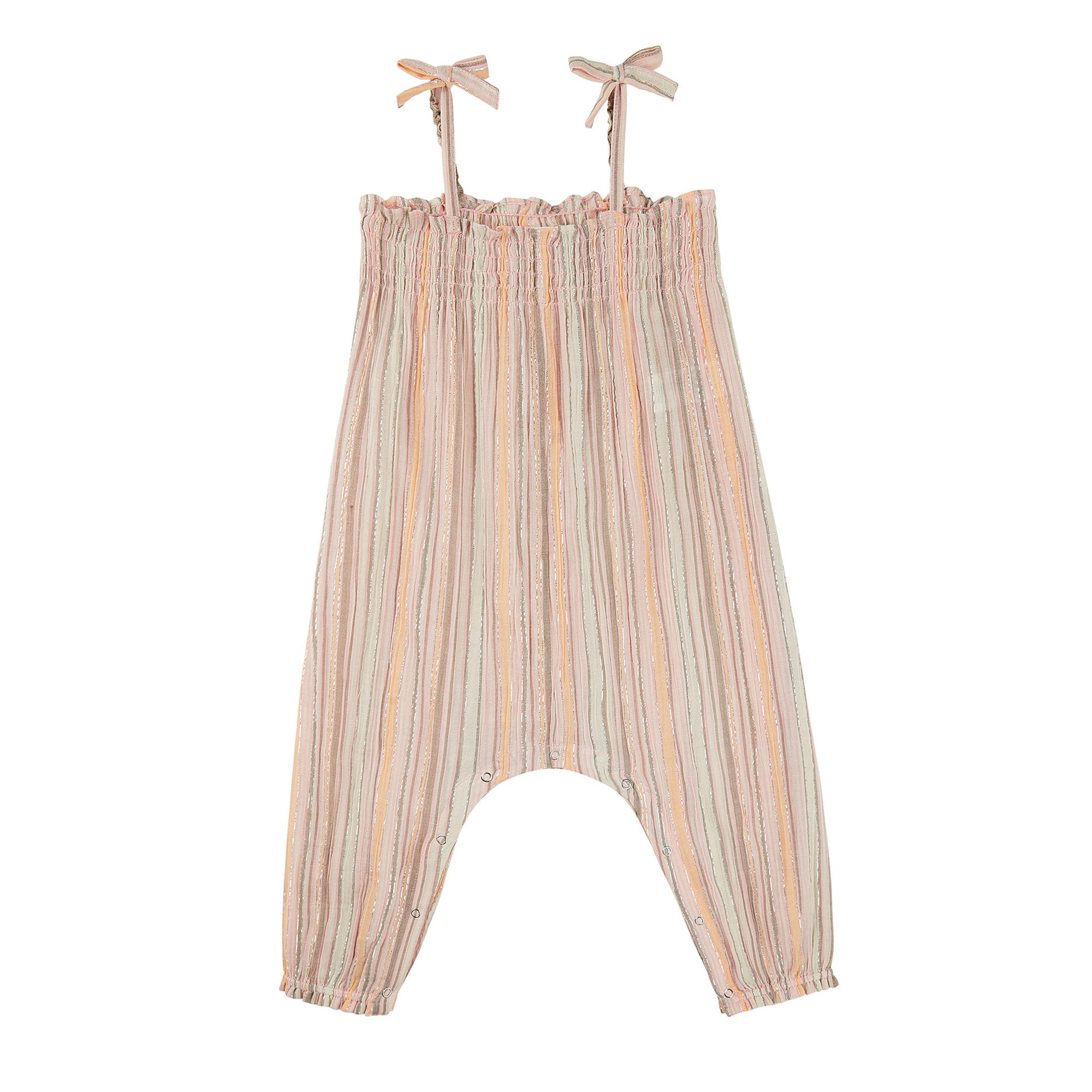 Baby Girls Pink & Brown Stripe Cotton Trousers