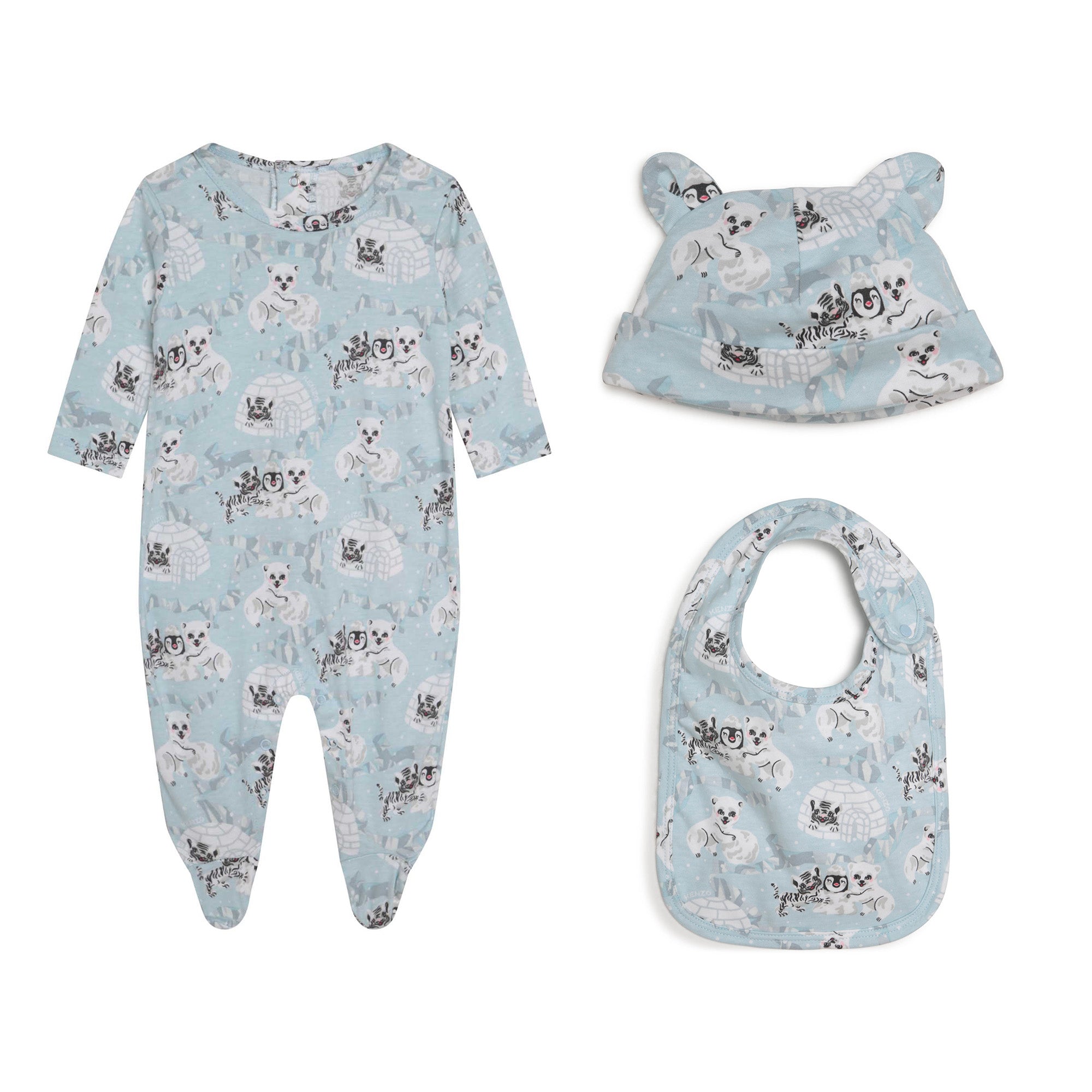 Baby Boys Blue Cotton Babysuit Set