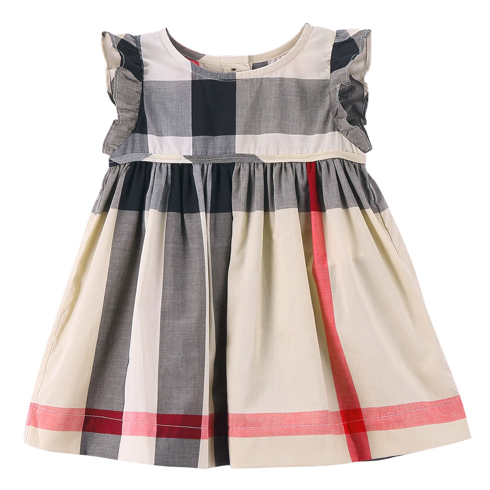 Baby Girls Multicolor Classic Check Dress With Frill Sleeve - CÉMAROSE | Children's Fashion Store - 1