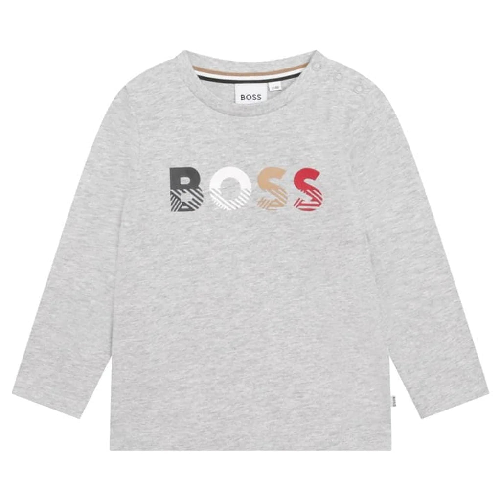 Baby Boys Grey Logo Cotton T-Shirt