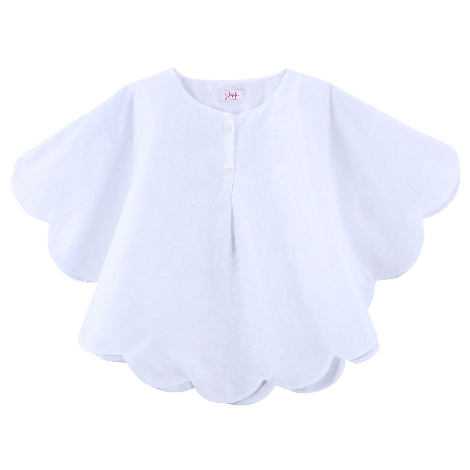 Girls White Cotton Frill Cape - CÉMAROSE | Children's Fashion Store - 1