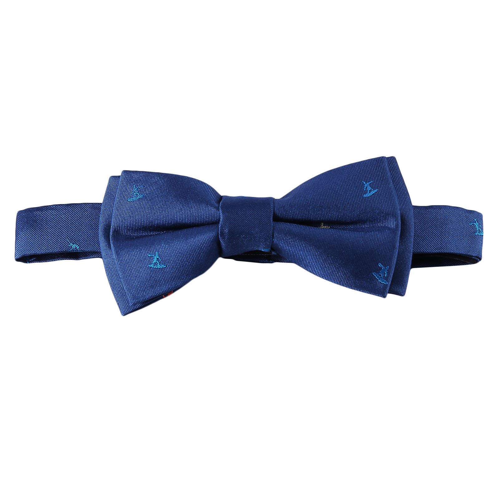Boys Petrol Blue Embroidered Trims Silk Bow Ties - CÉMAROSE | Children's Fashion Store - 1