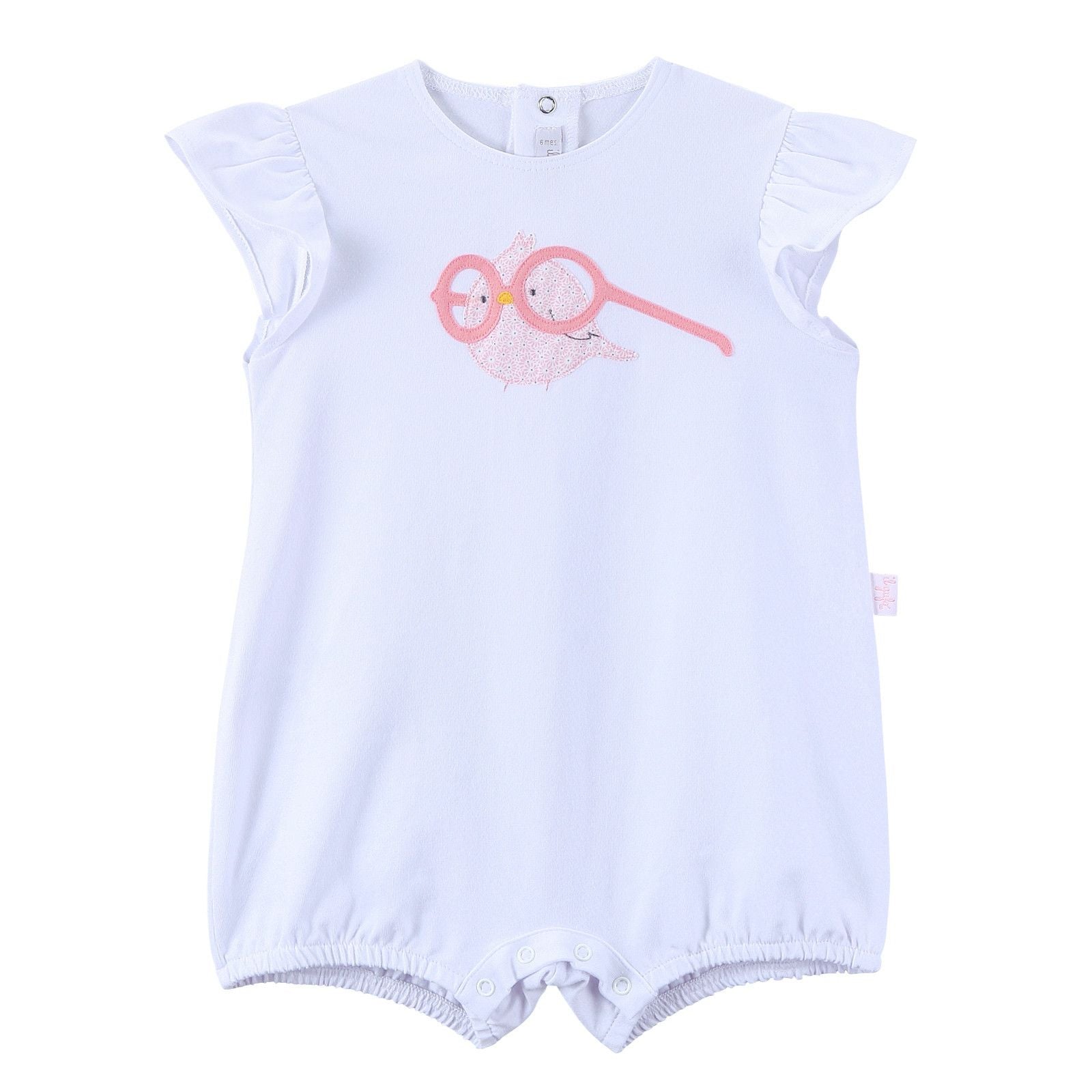 Baby Girls White Bird Printed Cotton Short Jersey Bodysuit - CÉMAROSE | Children's Fashion Store - 1