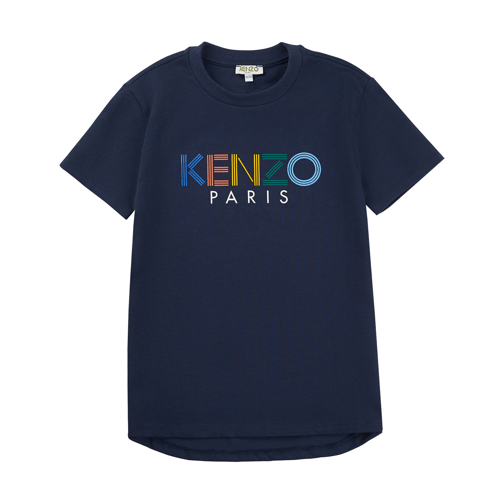 Girls Navy Logo Cotton T-shirt