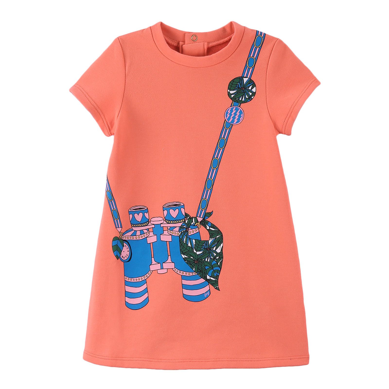 Baby Girls Pink Cotton Telescope Printed Optical Illusionfleece Dress - CÉMAROSE | Children's Fashion Store - 1