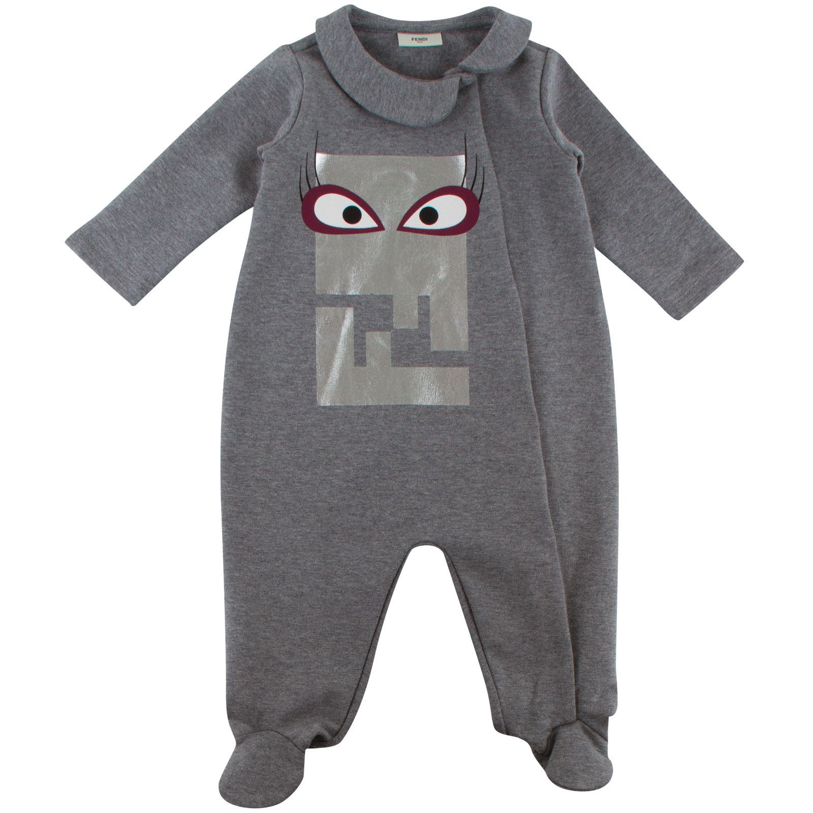 Baby Girls Dark Grey Monster Printed Babygrow - CÉMAROSE | Children's Fashion Store - 1