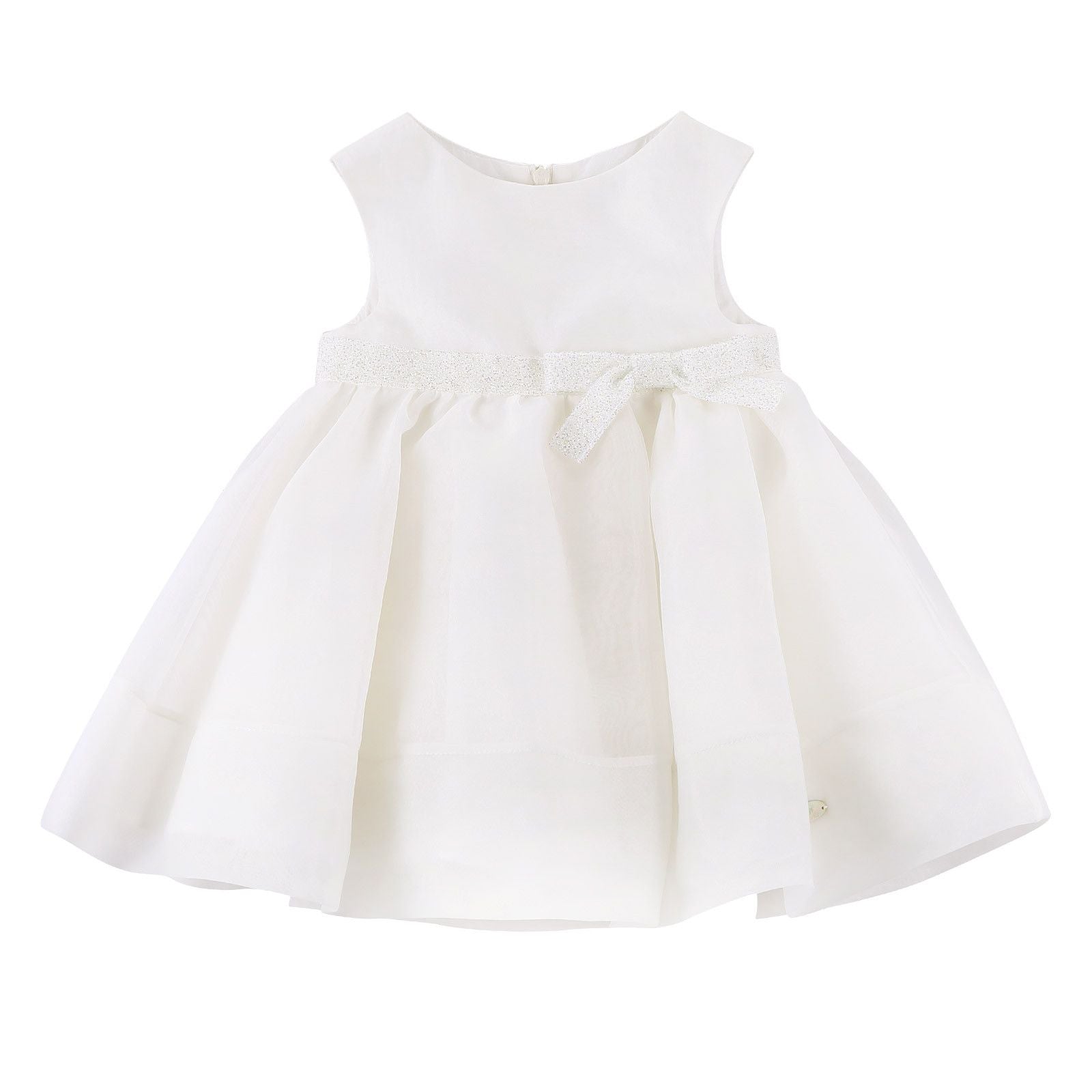 Girls White High Waist Crew Neck Sleeveless Dress - CÉMAROSE | Children's Fashion Store - 1