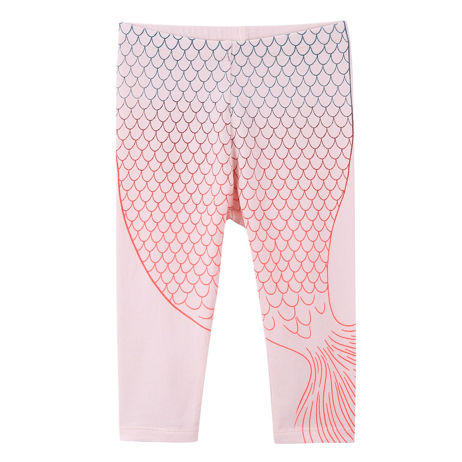 Baby Girls White Cotton Leggings With Pink Fishtail Print - CÉMAROSE | Children's Fashion Store - 1