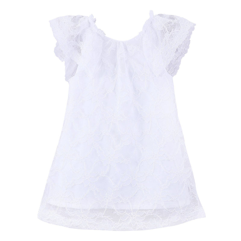 Girls White Lace Dress With Frilly Cuffs - CÉMAROSE | Children's Fashion Store - 1