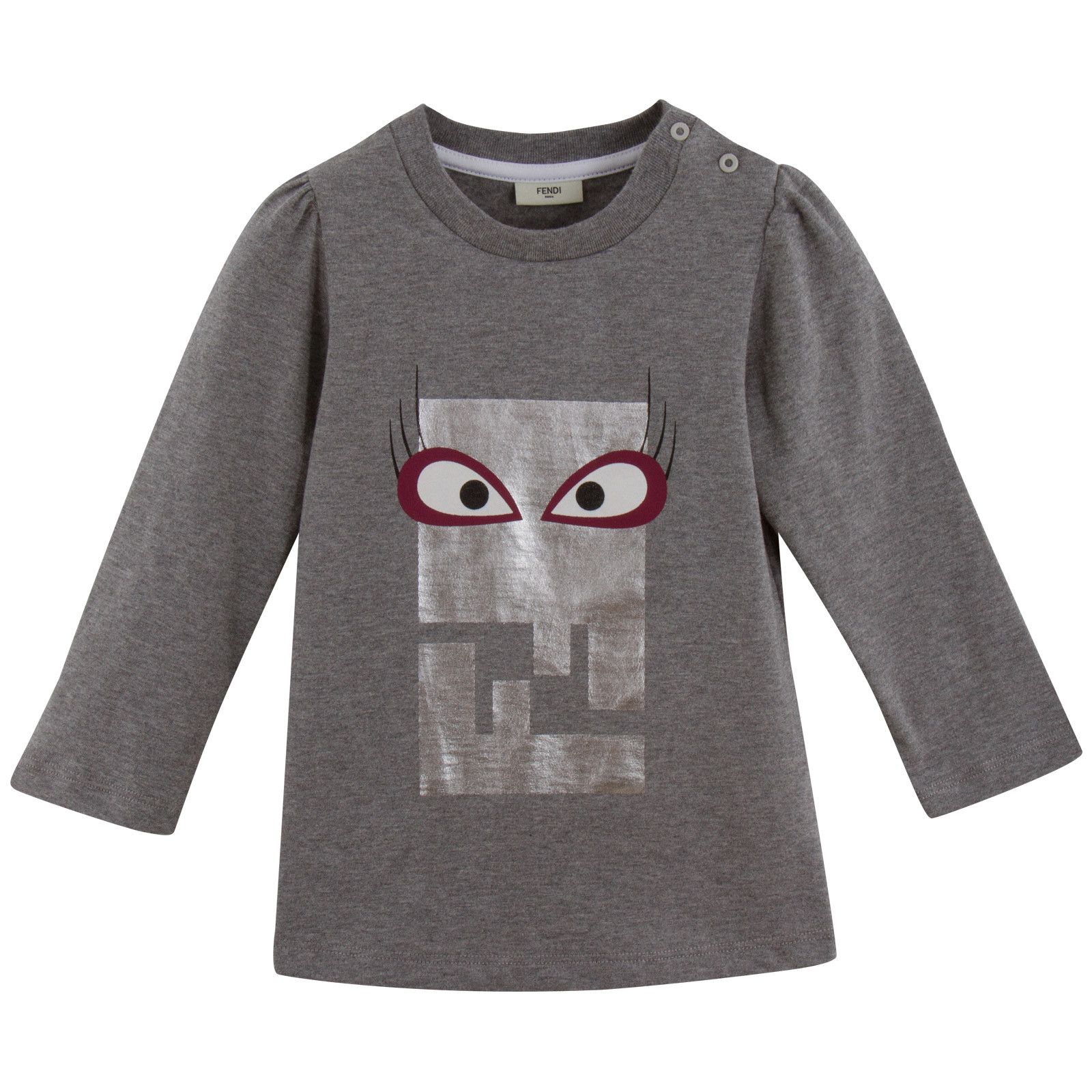 Baby Girls Grey Cotton Monster Printed T-Shirt - CÉMAROSE | Children's Fashion Store - 1