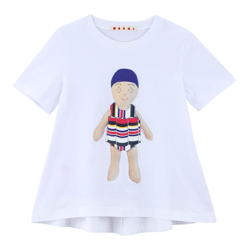 Girls White Cartoon Printed Cotton T-Shirt - CÉMAROSE | Children's Fashion Store - 1