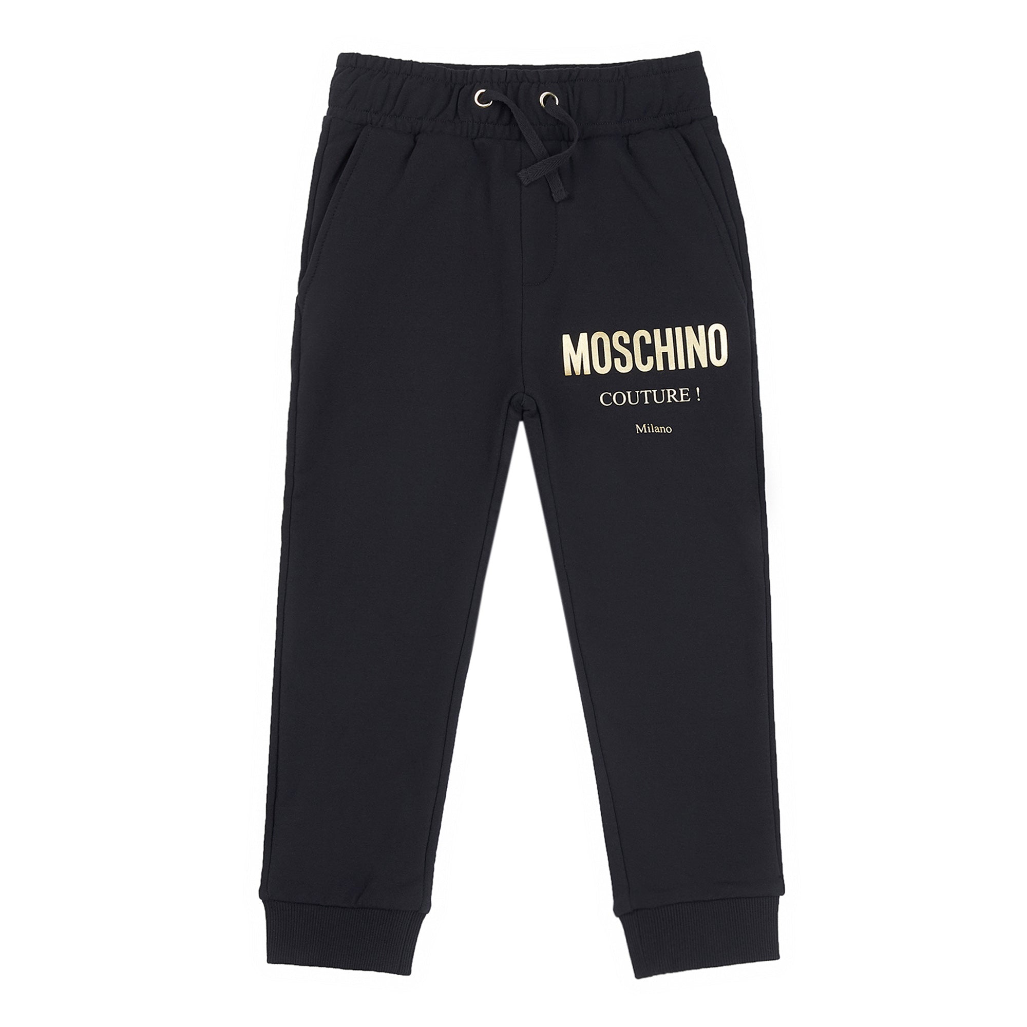 Boys Black Logo Cotton Trousers