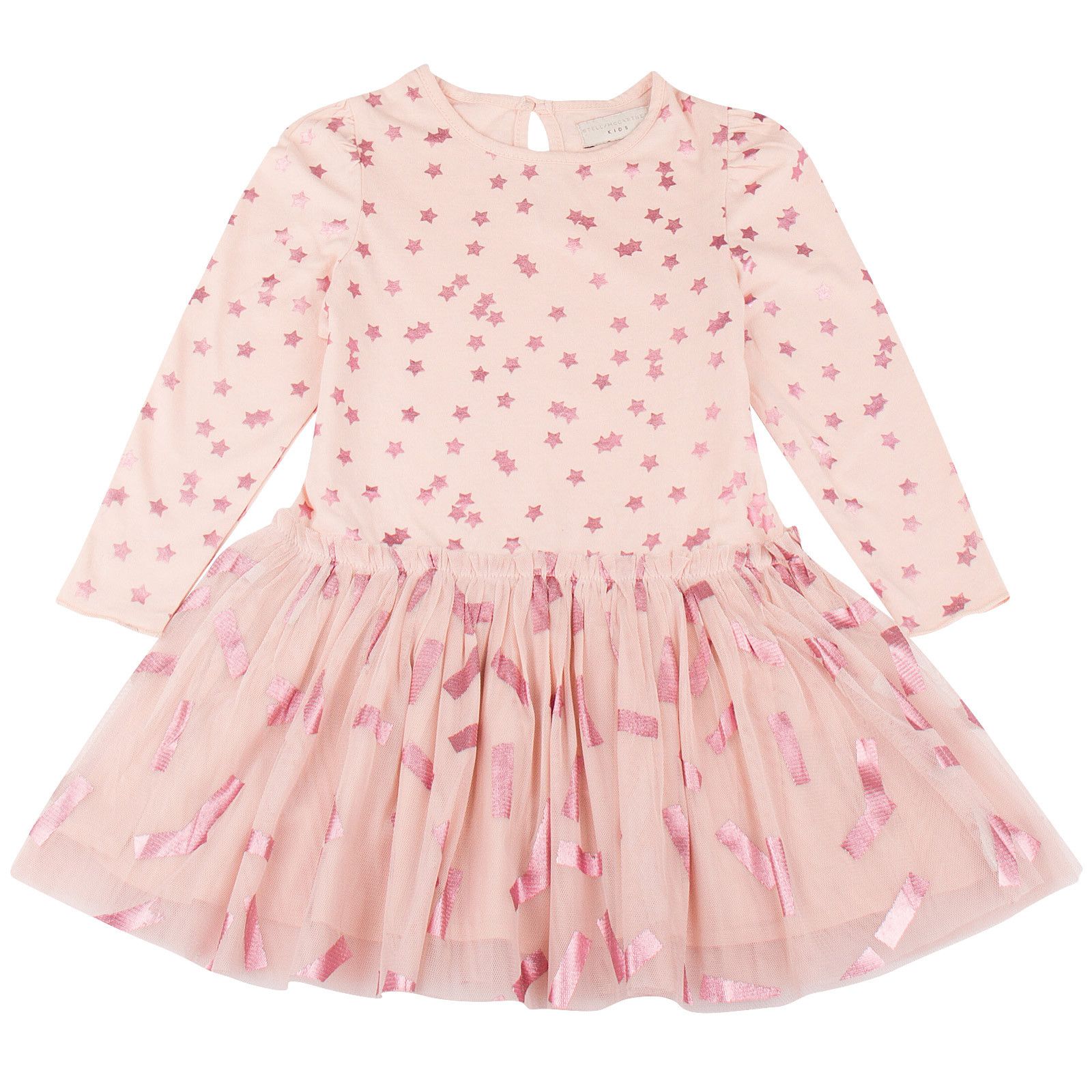 Primrose Girls Pink Cotton Jersey&Tulle Long Sleeve Dress - CÉMAROSE | Children's Fashion Store - 1