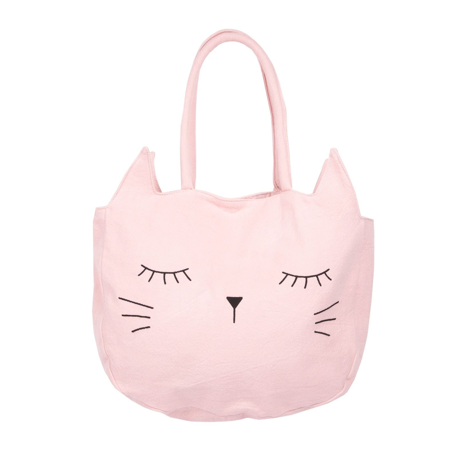 Girls Bright Pink Cat Face Printed Cotton Bag - CÉMAROSE | Children's Fashion Store