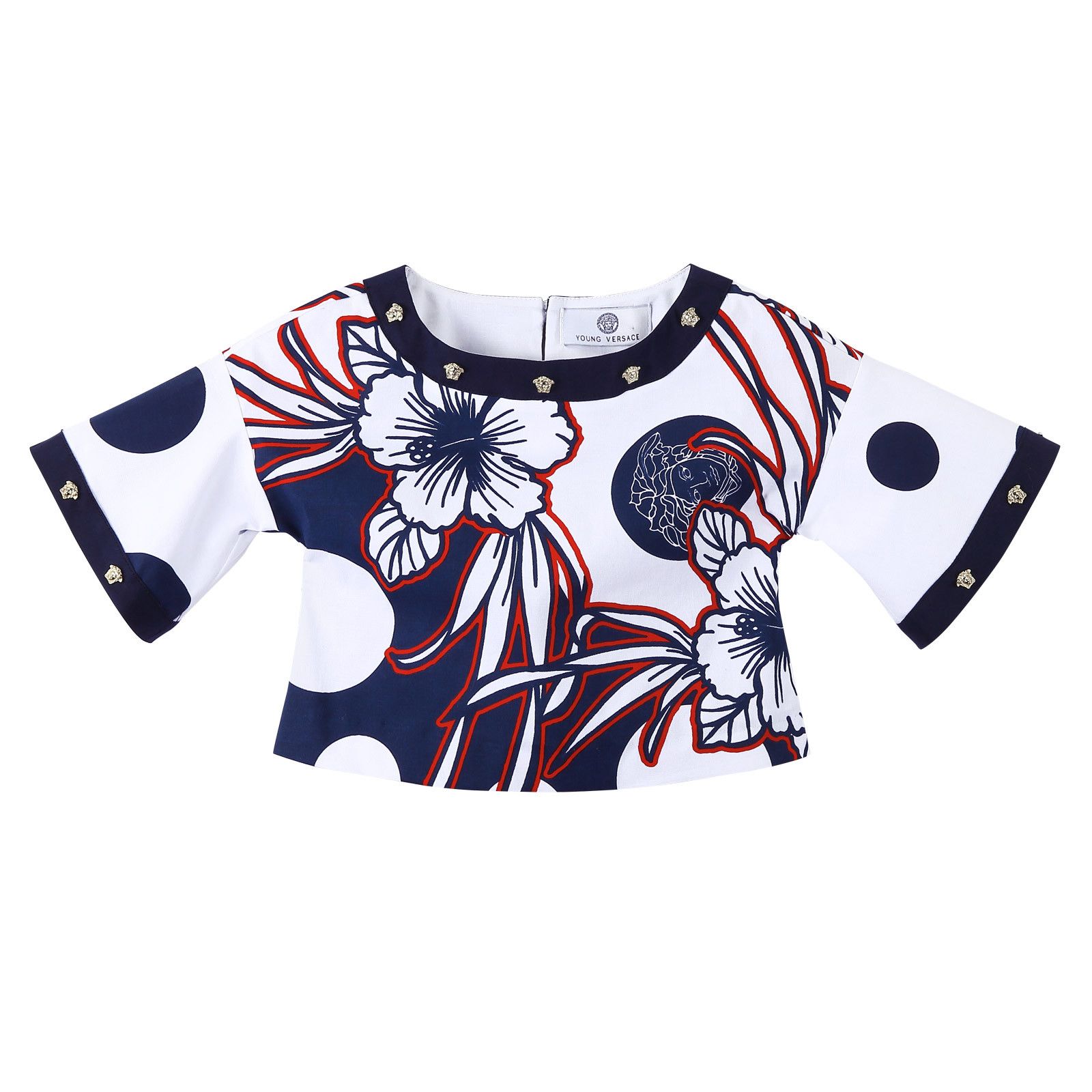 Girls Multicolor Flower Printed Cotton Blouse - CÉMAROSE | Children's Fashion Store - 1