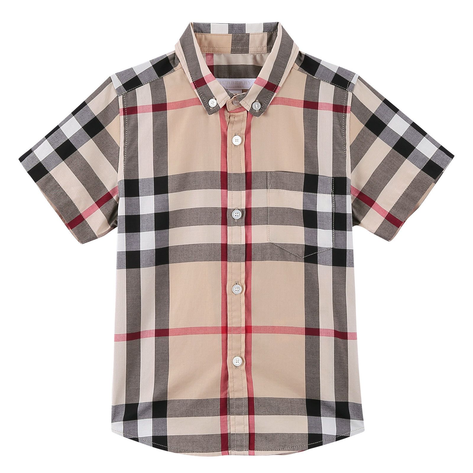 Boys Multicolor Classic Check Short Sleeve Shirt - CÉMAROSE | Children's Fashion Store - 1