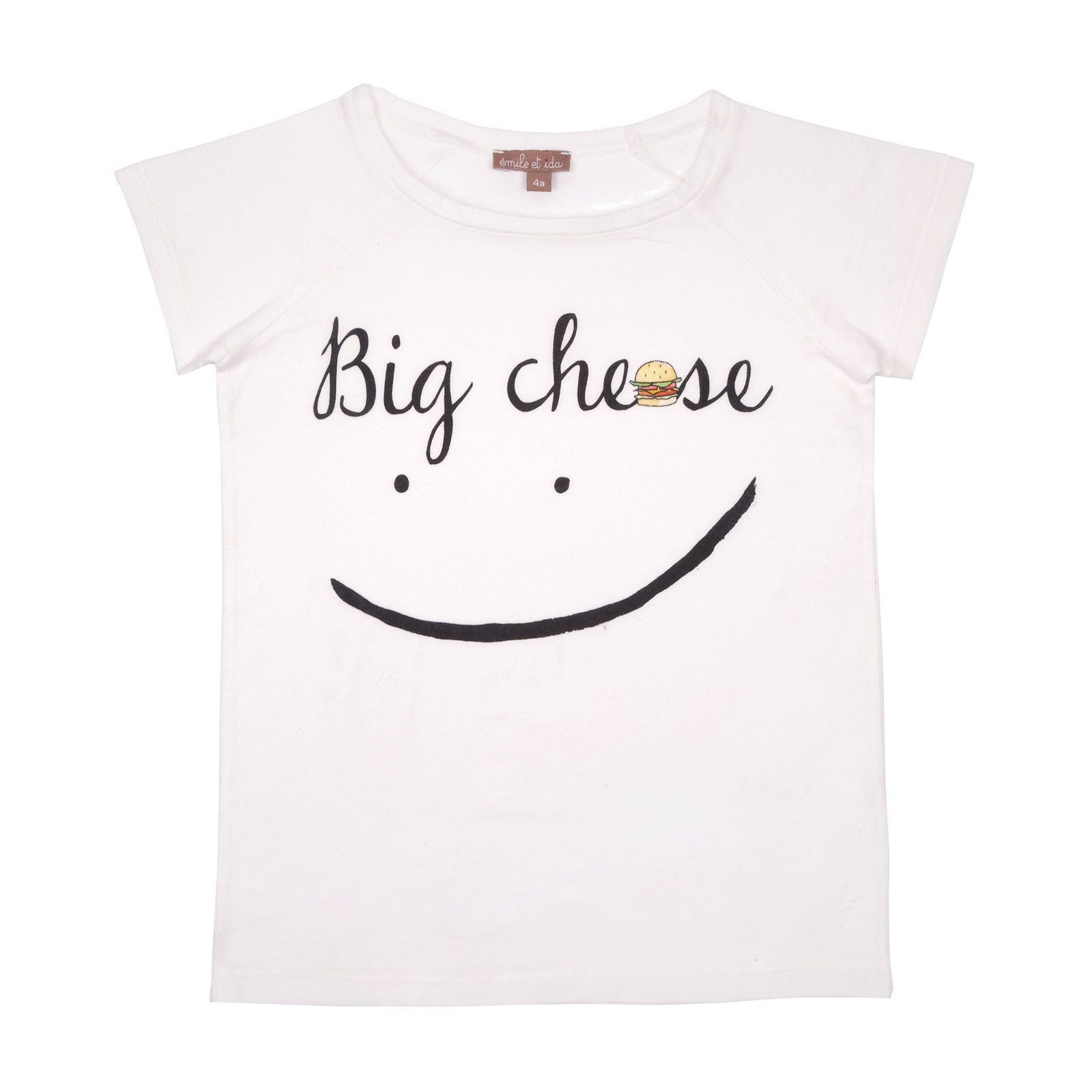 Girls White Smile Face Printed Cotton T-Shirt - CÉMAROSE | Children's Fashion Store