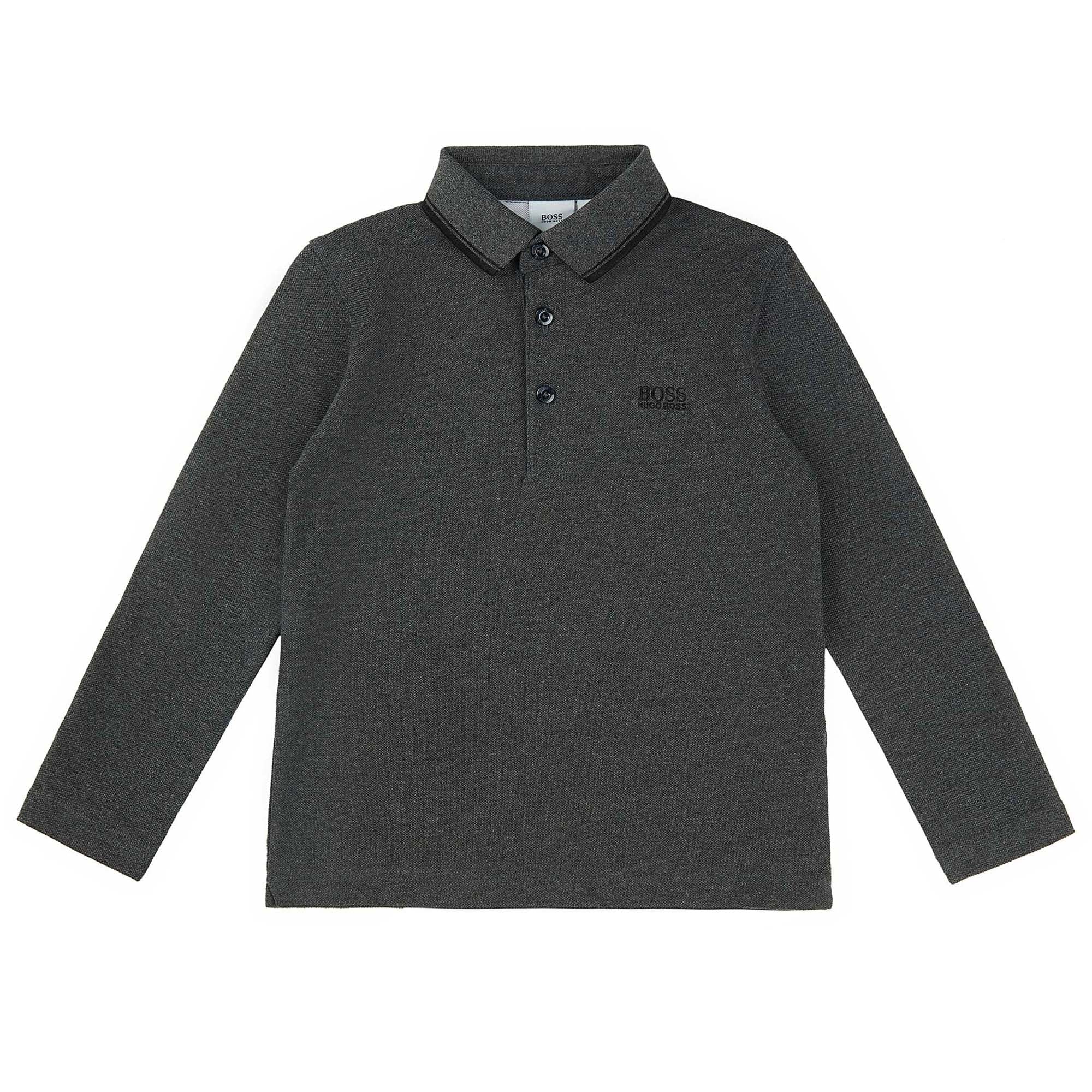 Boys Dark Grey Cotton Polo Shirt