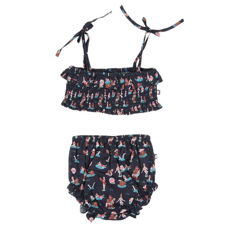 Baby Girls Navy Blue Baby Bikini With Colorful Bear Print - CÉMAROSE | Children's Fashion Store