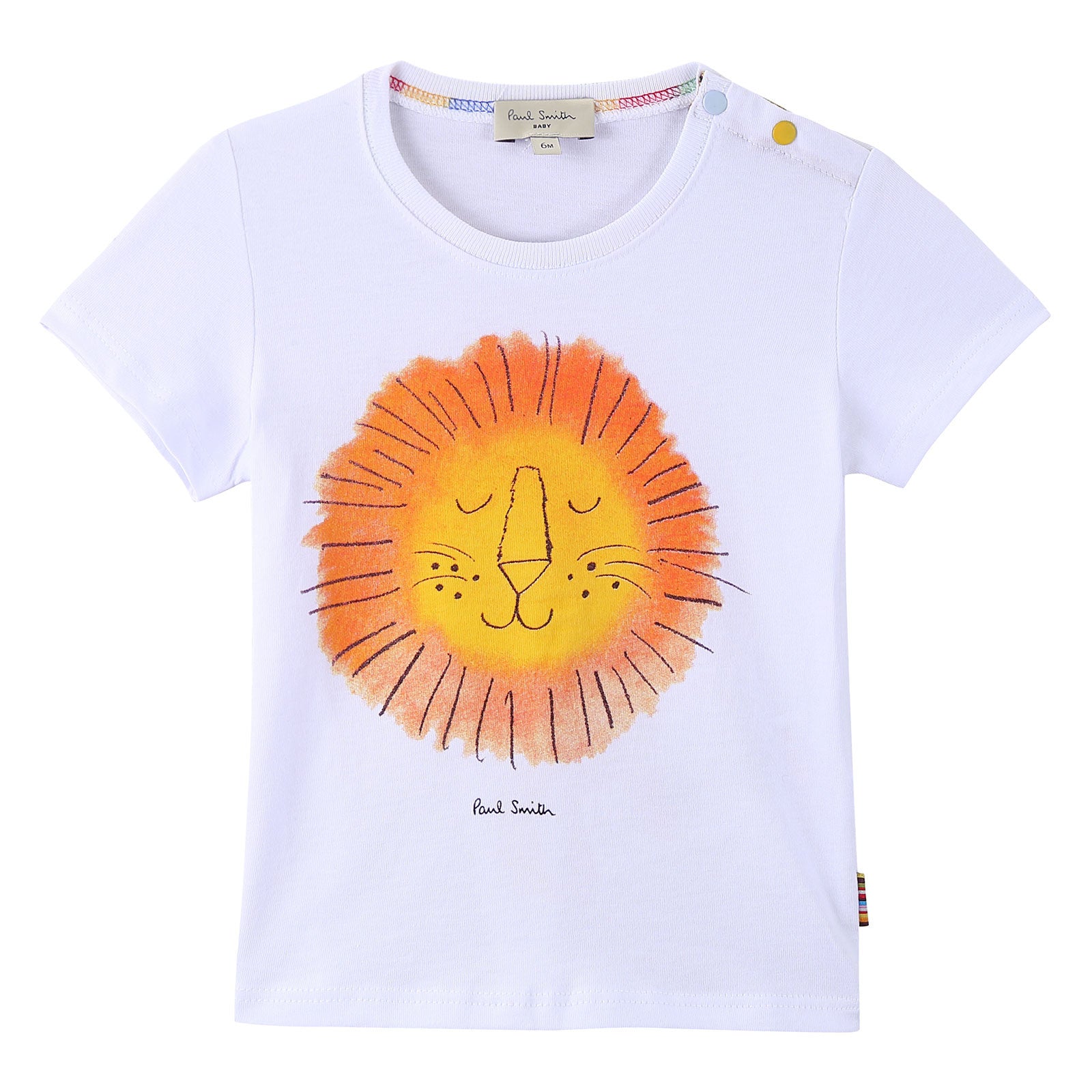 Baby Boys White Lion Face Printed Cotton T-Shirt - CÉMAROSE | Children's Fashion Store - 1