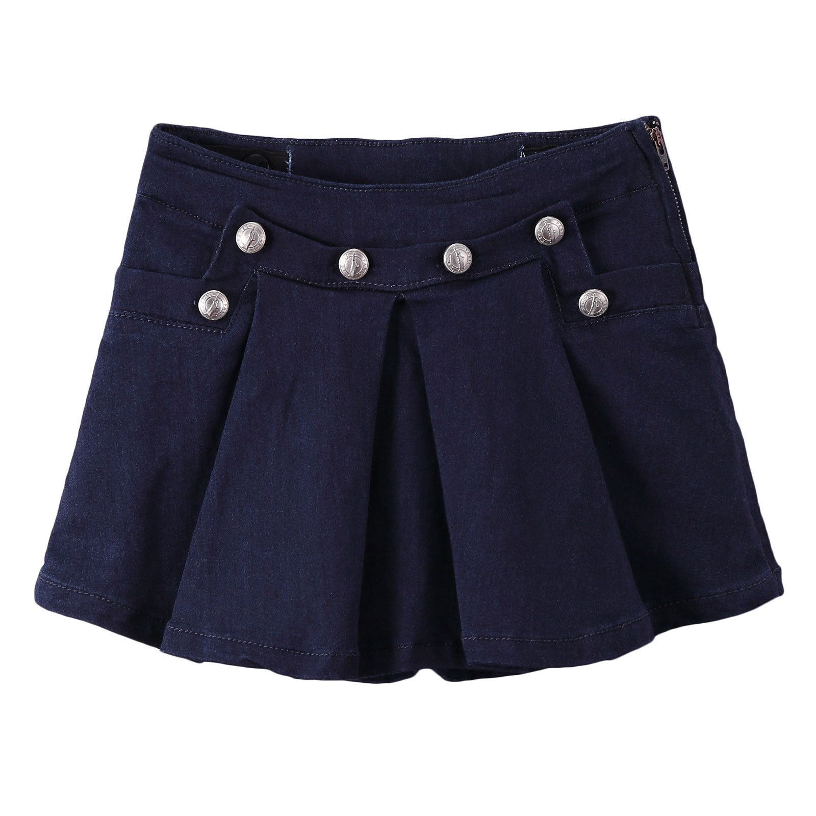 Girls Navy Blue Denim Cotton Short - CÉMAROSE | Children's Fashion Store - 1