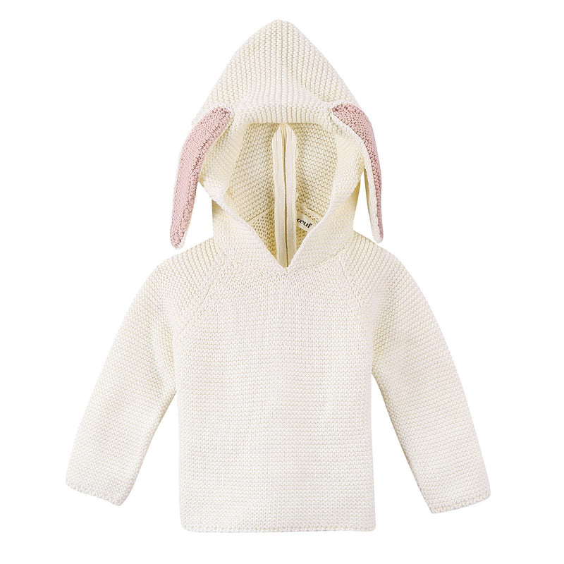 Baby White Alpaga Wool Bunny Ears Hooded Sweater - CÉMAROSE | Children's Fashion Store - 1