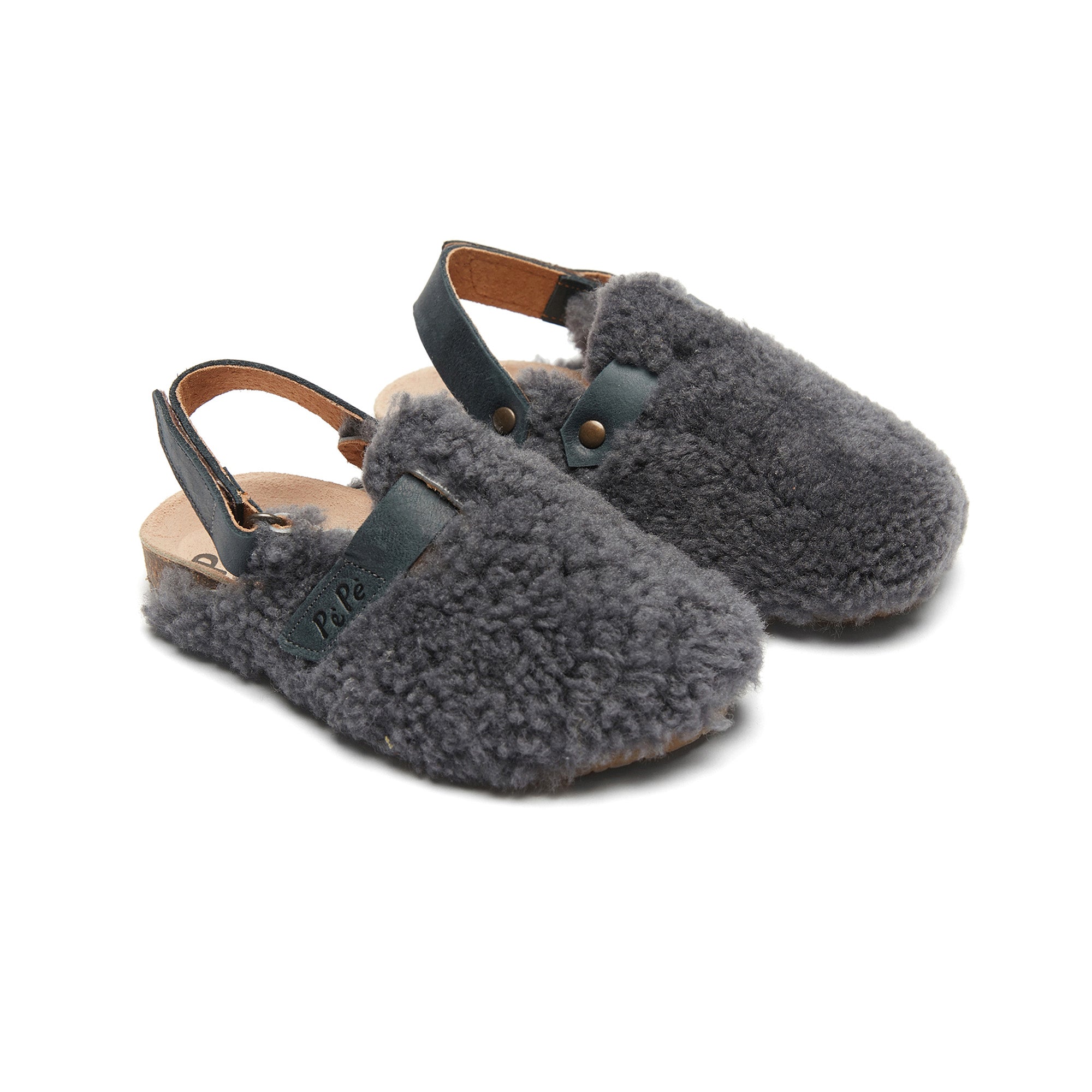 Boys & Girls Charcoal Slippers With Ankle Strap