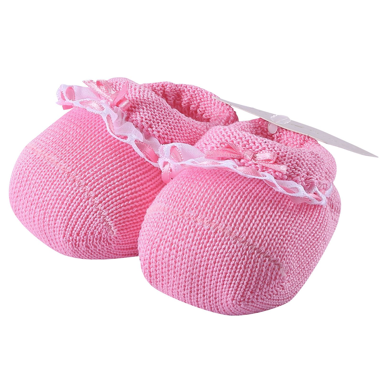 Baby Pink Lace Trims Knitted Cotton Shoes - CÉMAROSE | Children's Fashion Store - 1
