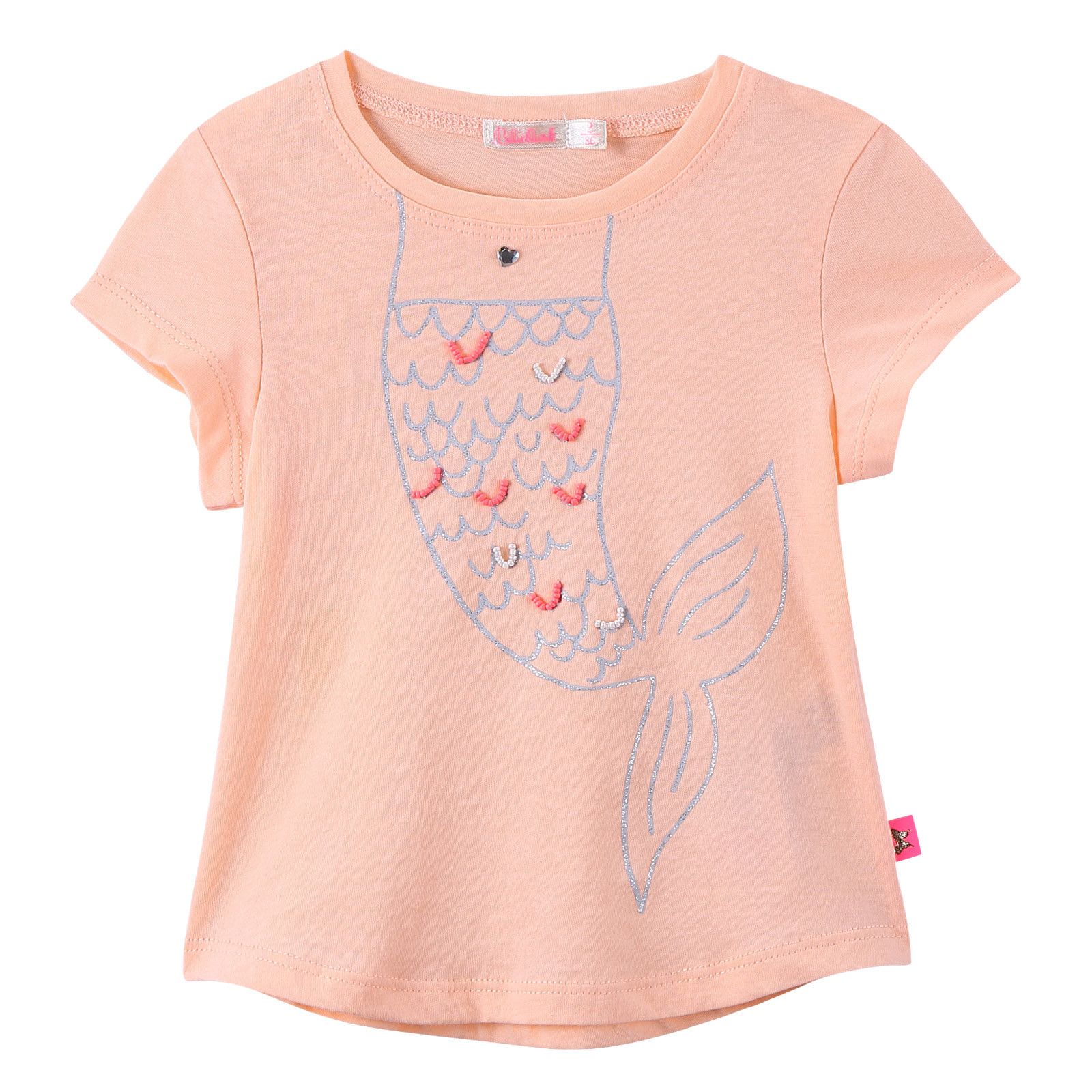 Girls Pink Fishtail Printed Cotton T-Shirt - CÉMAROSE | Children's Fashion Store - 1