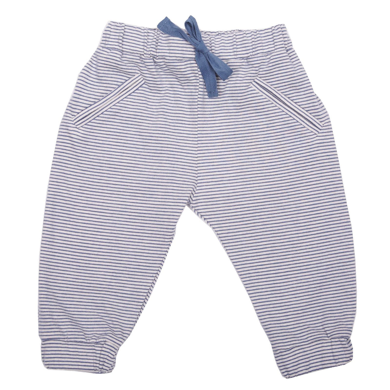 Baby Blue Stripe Cotton Trousers With Elastic Cuffs - CÉMAROSE | Children's Fashion Store