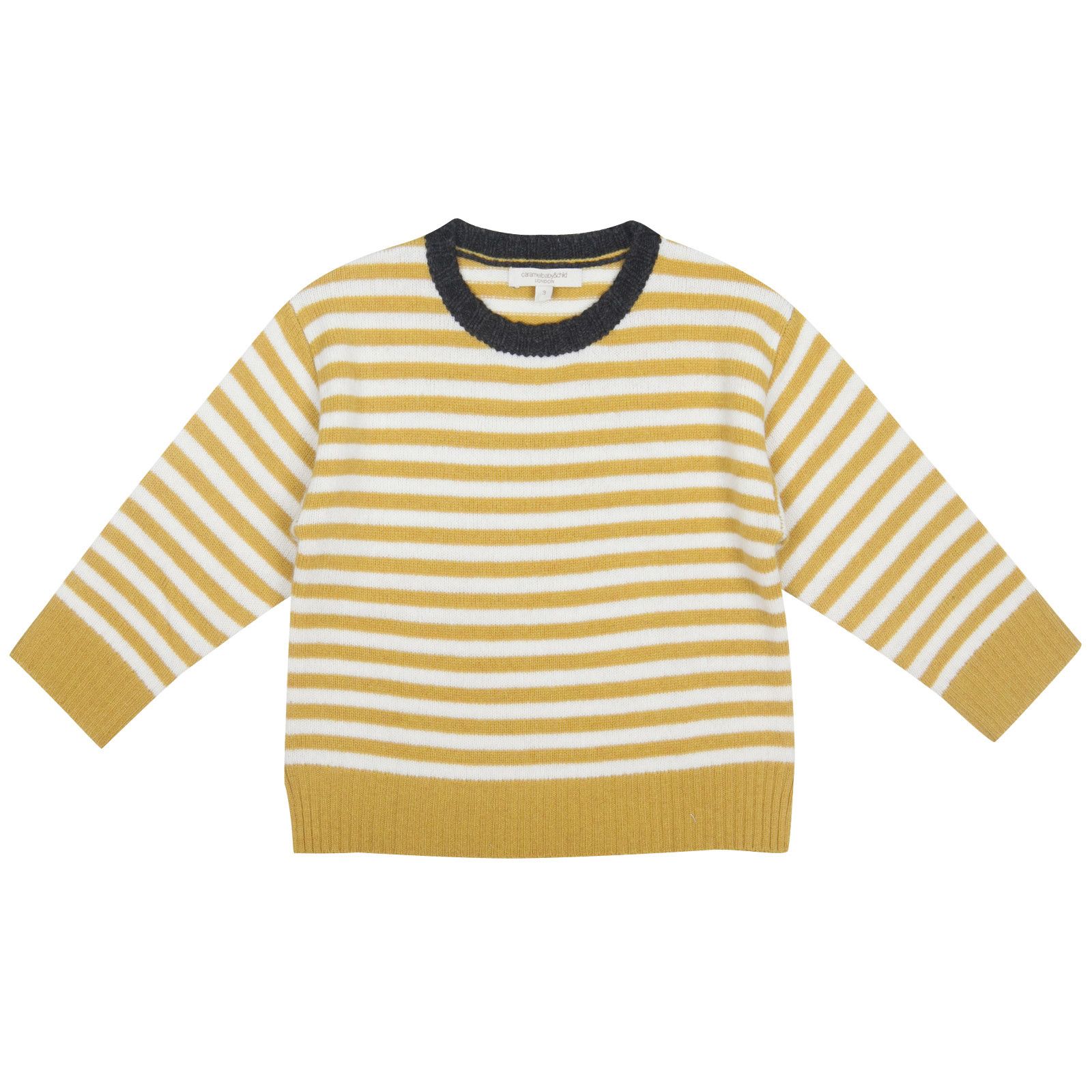 Boys Yellow&White Stripe Wool Knitted Sweater - CÉMAROSE | Children's Fashion Store - 1