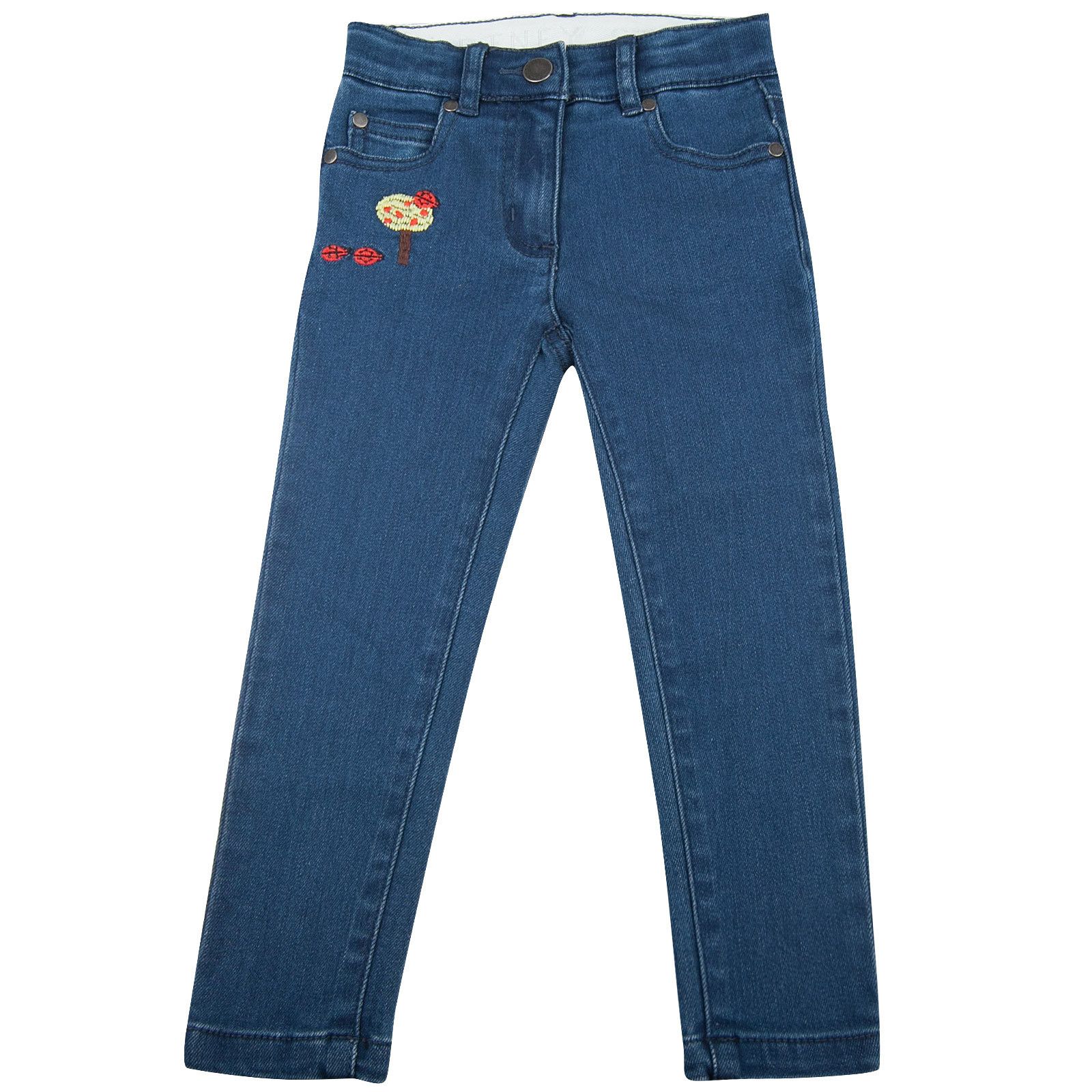 Nina Girls Blue Demin Skinny Embroidered Jeans - CÉMAROSE | Children's Fashion Store - 1