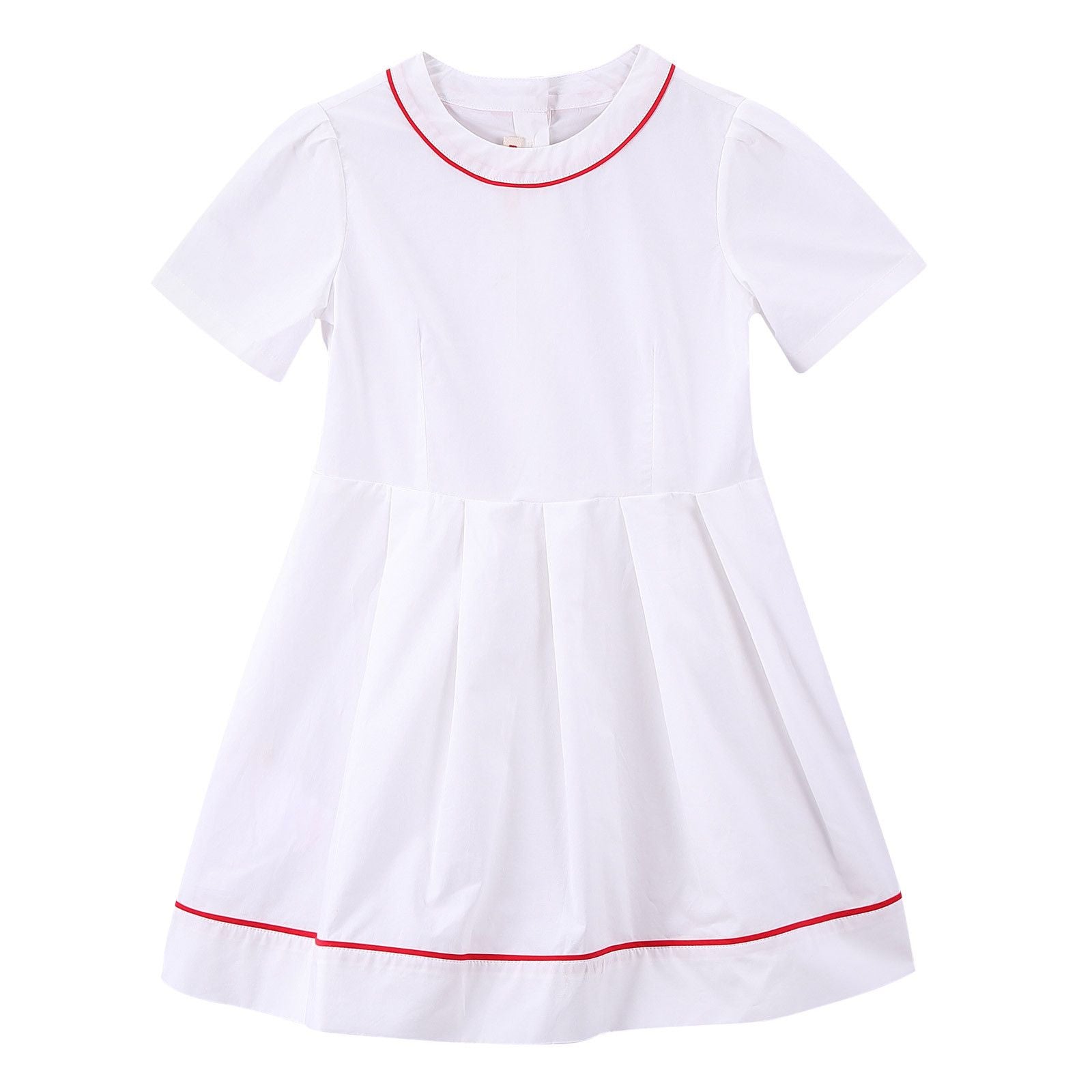 Girls White A-Line Frill Cotton Dress - CÉMAROSE | Children's Fashion Store - 1