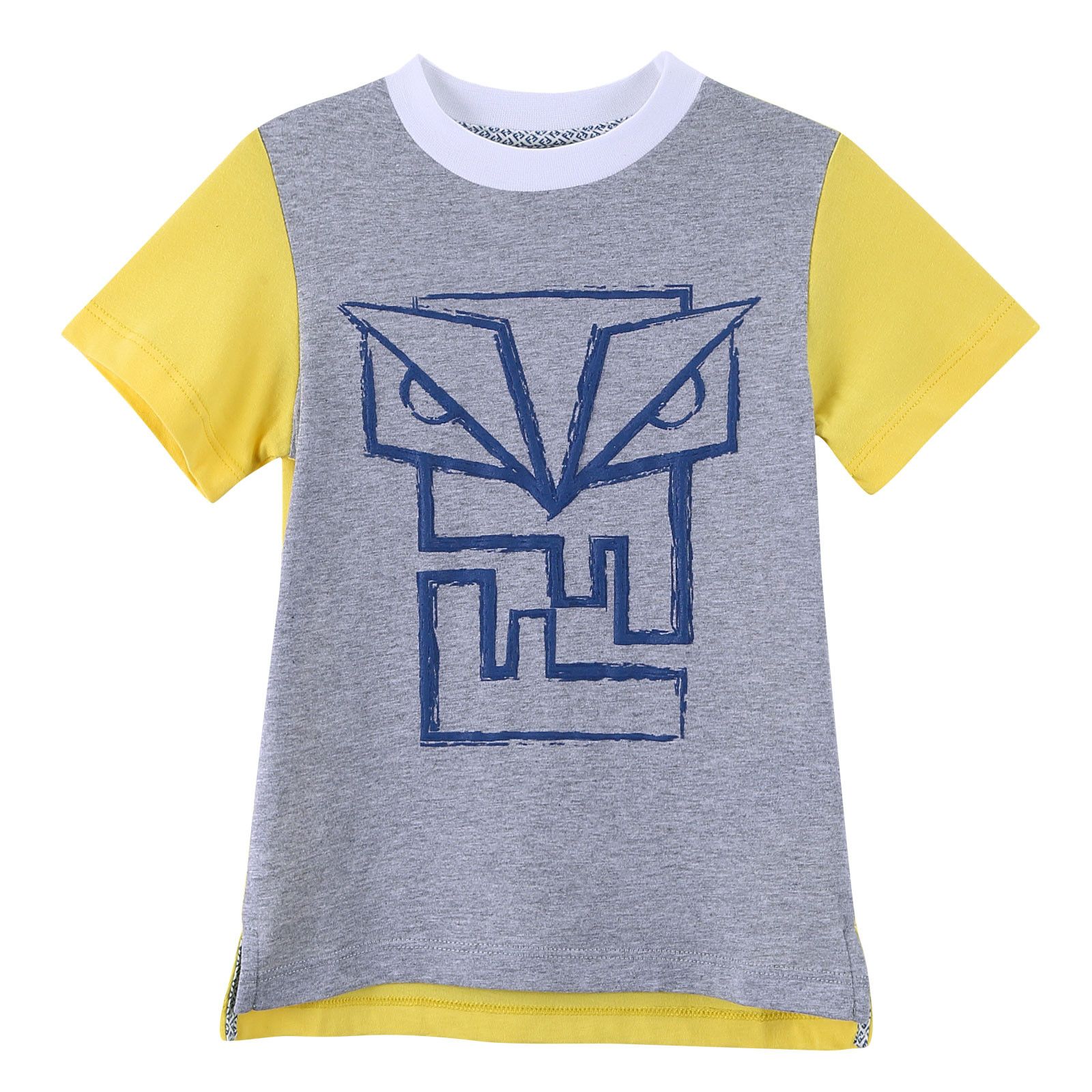 Boys Grey&Yellow 'FF Monster' Printed Cotton T-Shirt - CÉMAROSE | Children's Fashion Store - 1
