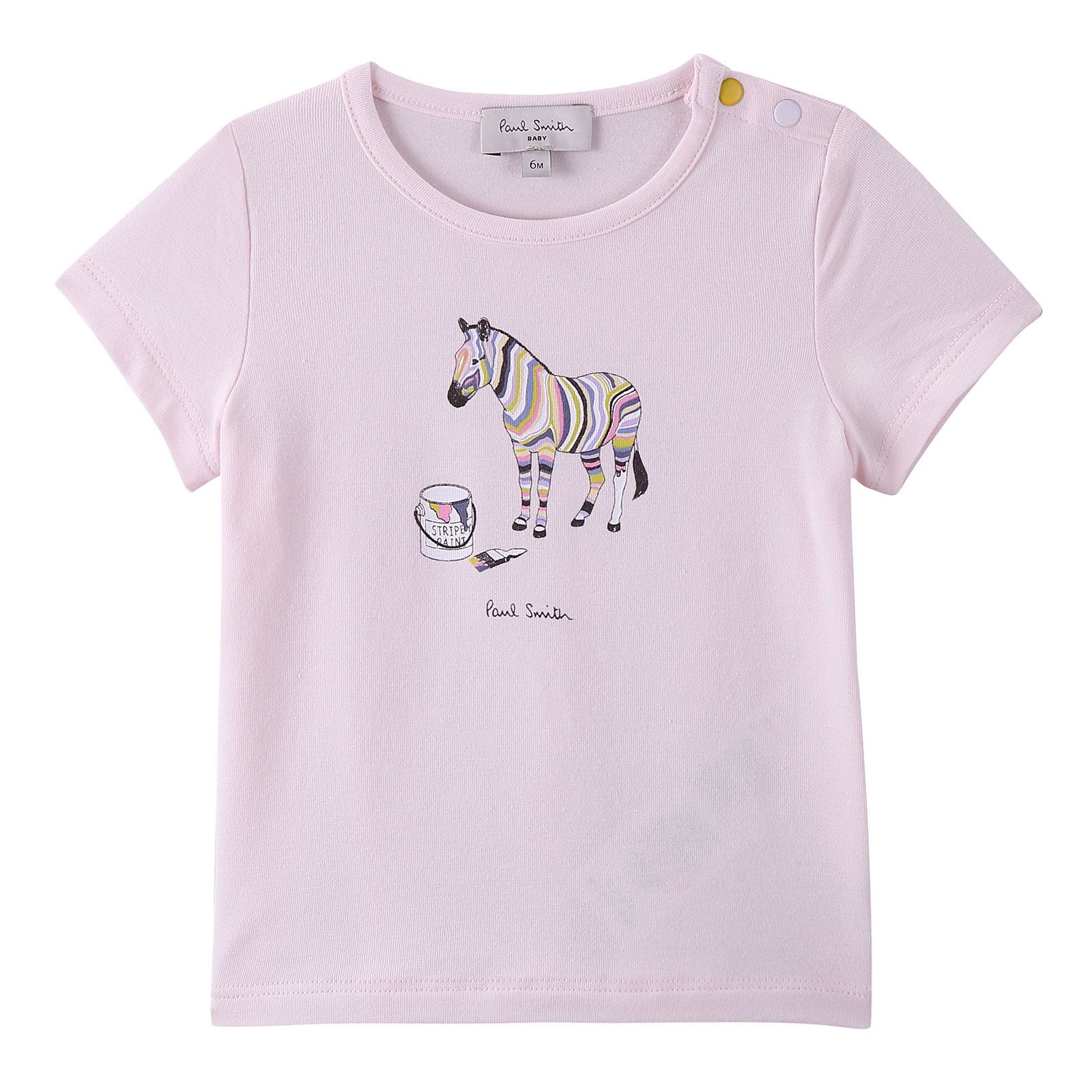 Baby Girls Pink Cotton T-Shirt With Multicolor Horse Print - CÉMAROSE | Children's Fashion Store - 1