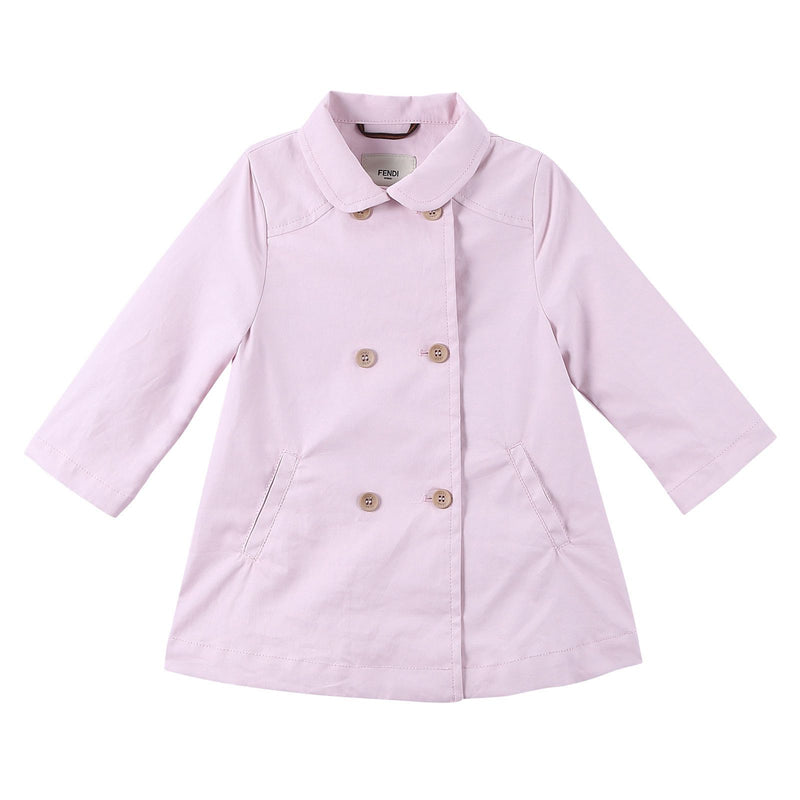 Baby Girls Pink Double Buttoned Trench Coat - CÉMAROSE | Children's Fashion Store - 1