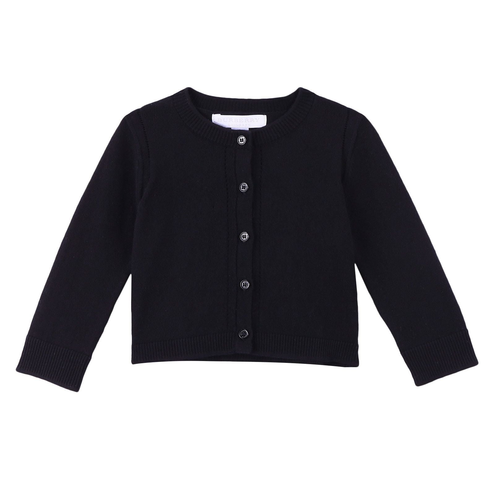 Baby Girls Black Knitted Cotton Cardigan - CÉMAROSE | Children's Fashion Store - 1