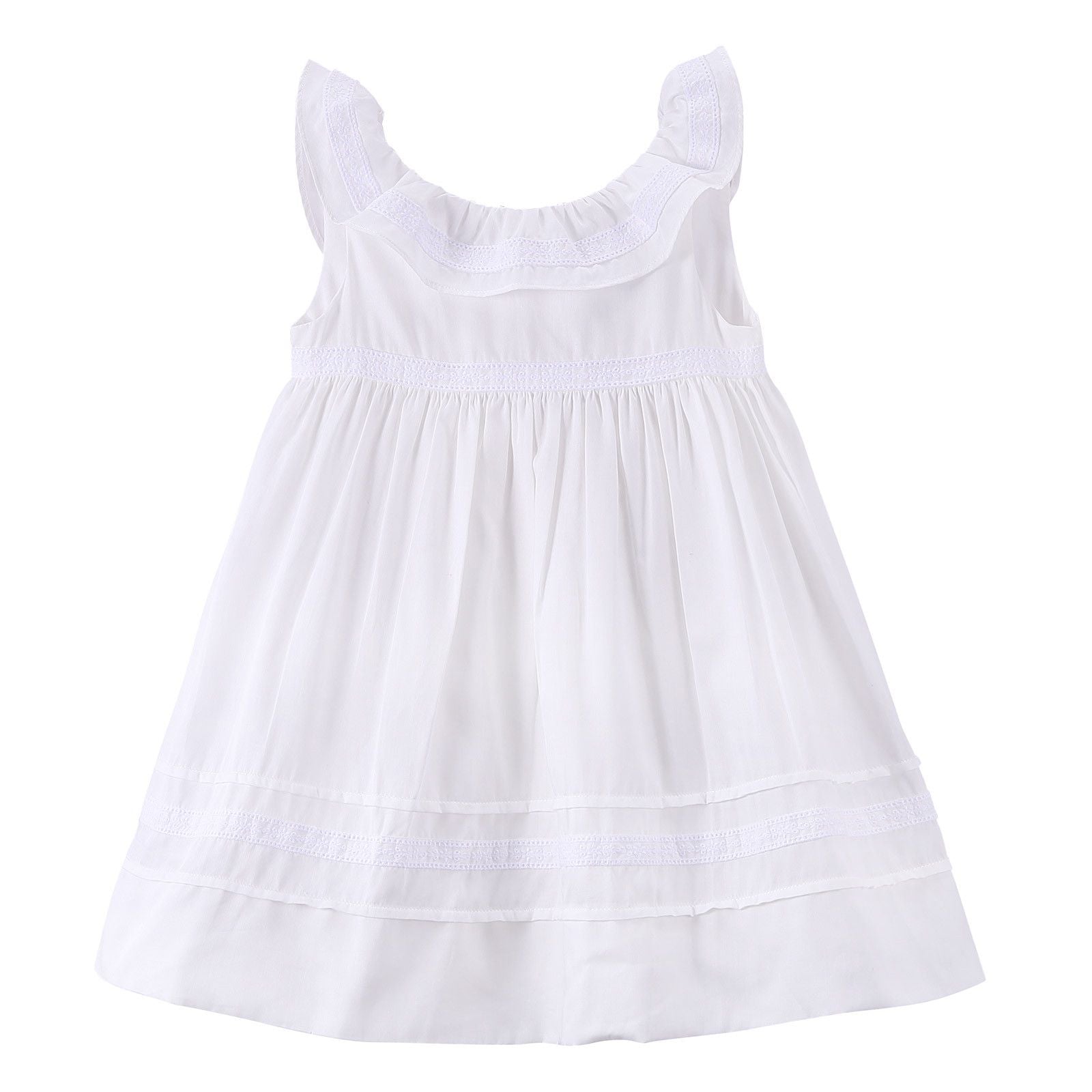 Girls Milk White Ruffled Collar Dress - CÉMAROSE | Children's Fashion Store - 1