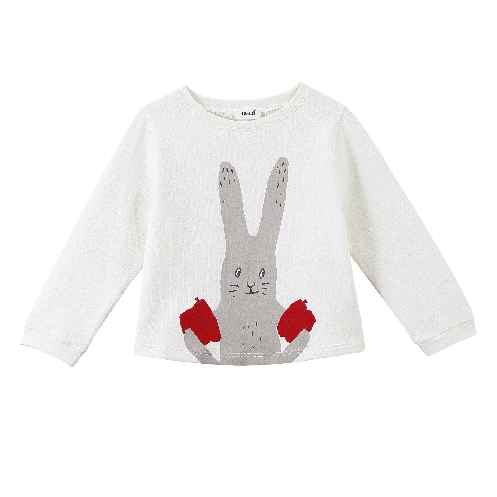 Girls White Bunny Printed Trims Sweatshirt - CÉMAROSE | Children's Fashion Store - 1
