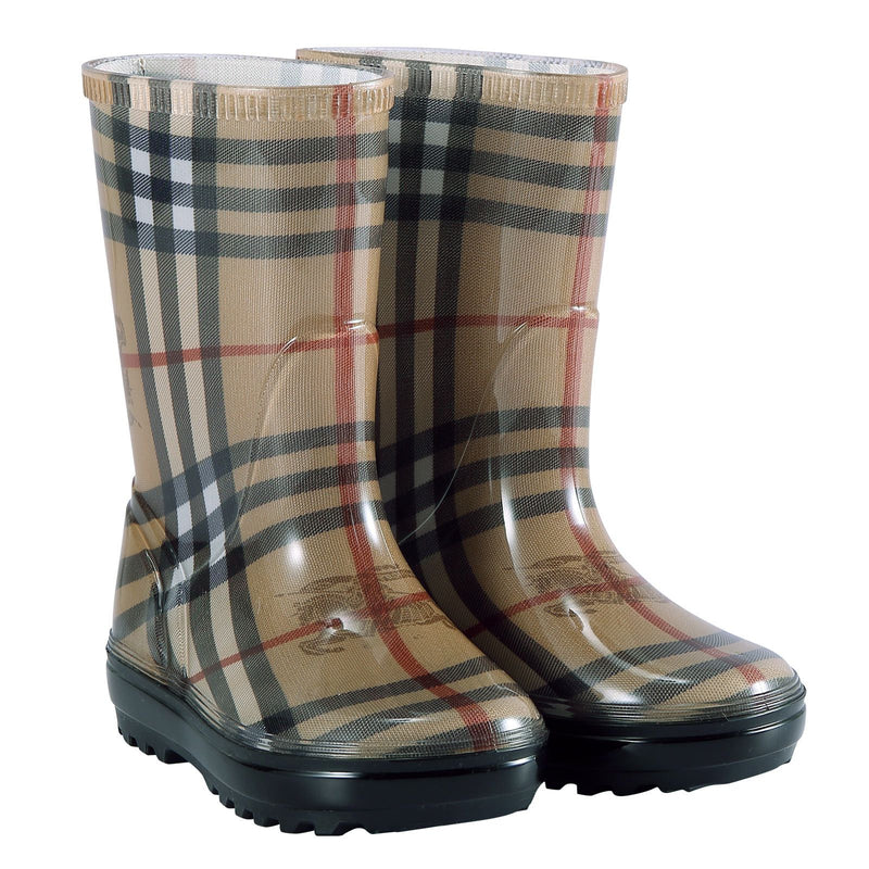 Boys&Girls Beige Check Rain Boots - CÉMAROSE | Children's Fashion Store - 1