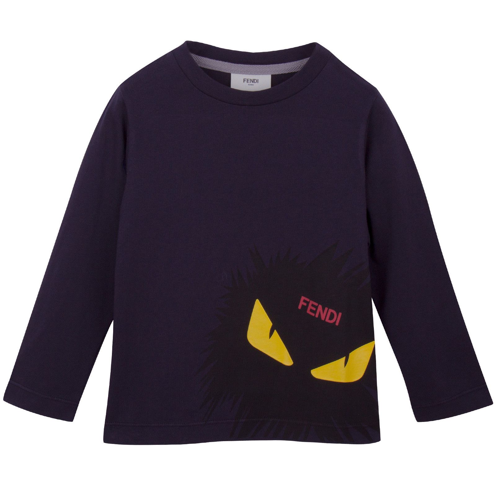 Boys Blue Cotton T-Shirt With Monster Logo - CÉMAROSE | Children's Fashion Store - 1