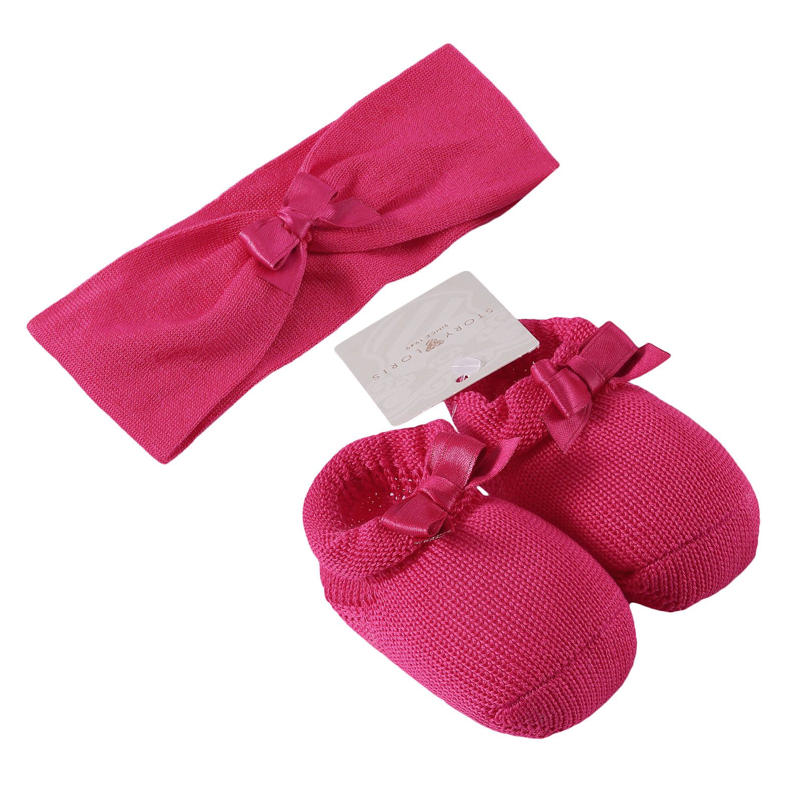 Baby Red Knitted Cotton Shoes & Hair Band Gift Set - CÉMAROSE | Children's Fashion Store - 1
