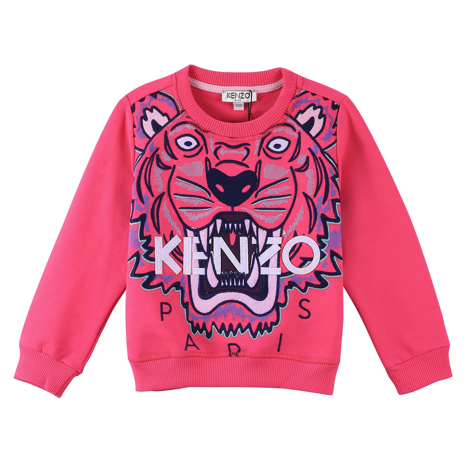 Girls Red Cotton Embroidered Tiger Head Sweatshirt - CÉMAROSE | Children's Fashion Store - 1