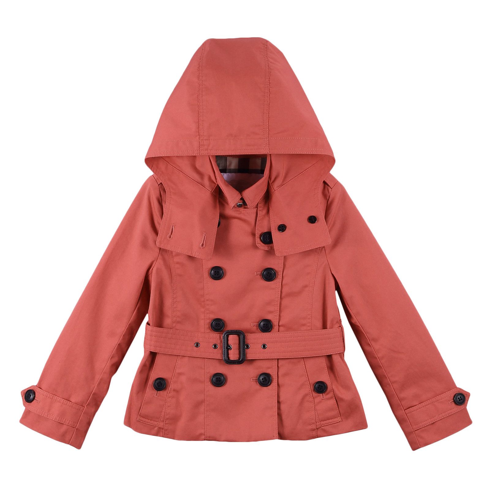 Girls Bright Copper Pink Hooded Cotton Jacket - CÉMAROSE | Children's Fashion Store - 1