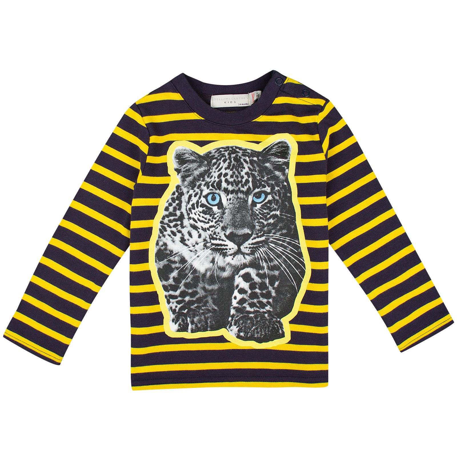 Ted Baby Navy Blue&Yellow Stripe Leopard Trims T-Shirt - CÉMAROSE | Children's Fashion Store - 1