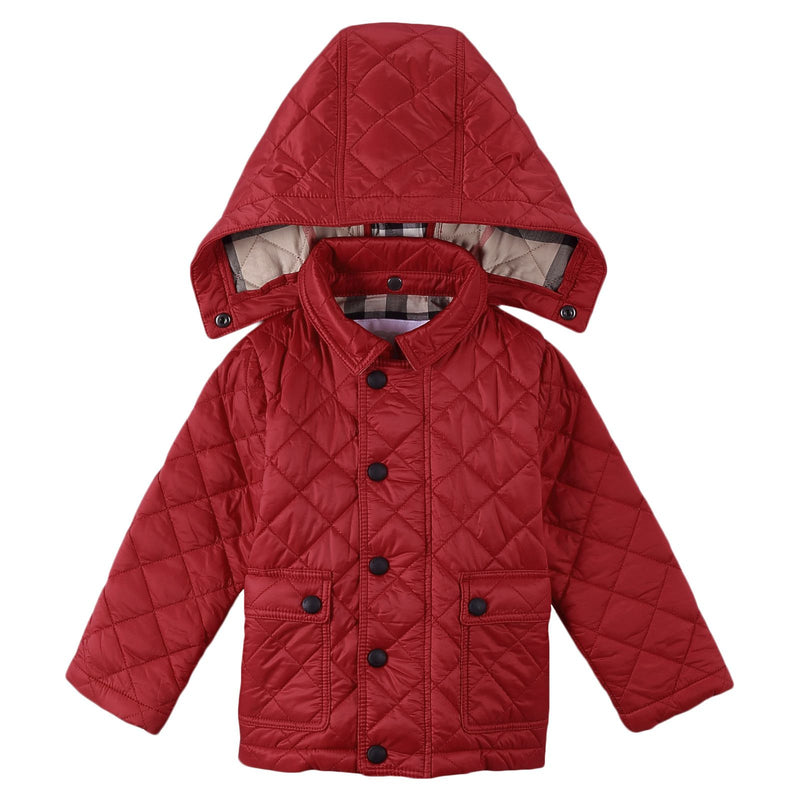 Baby Girls Bright Cherry Red Lattice Hooded Jacket - CÉMAROSE | Children's Fashion Store - 1